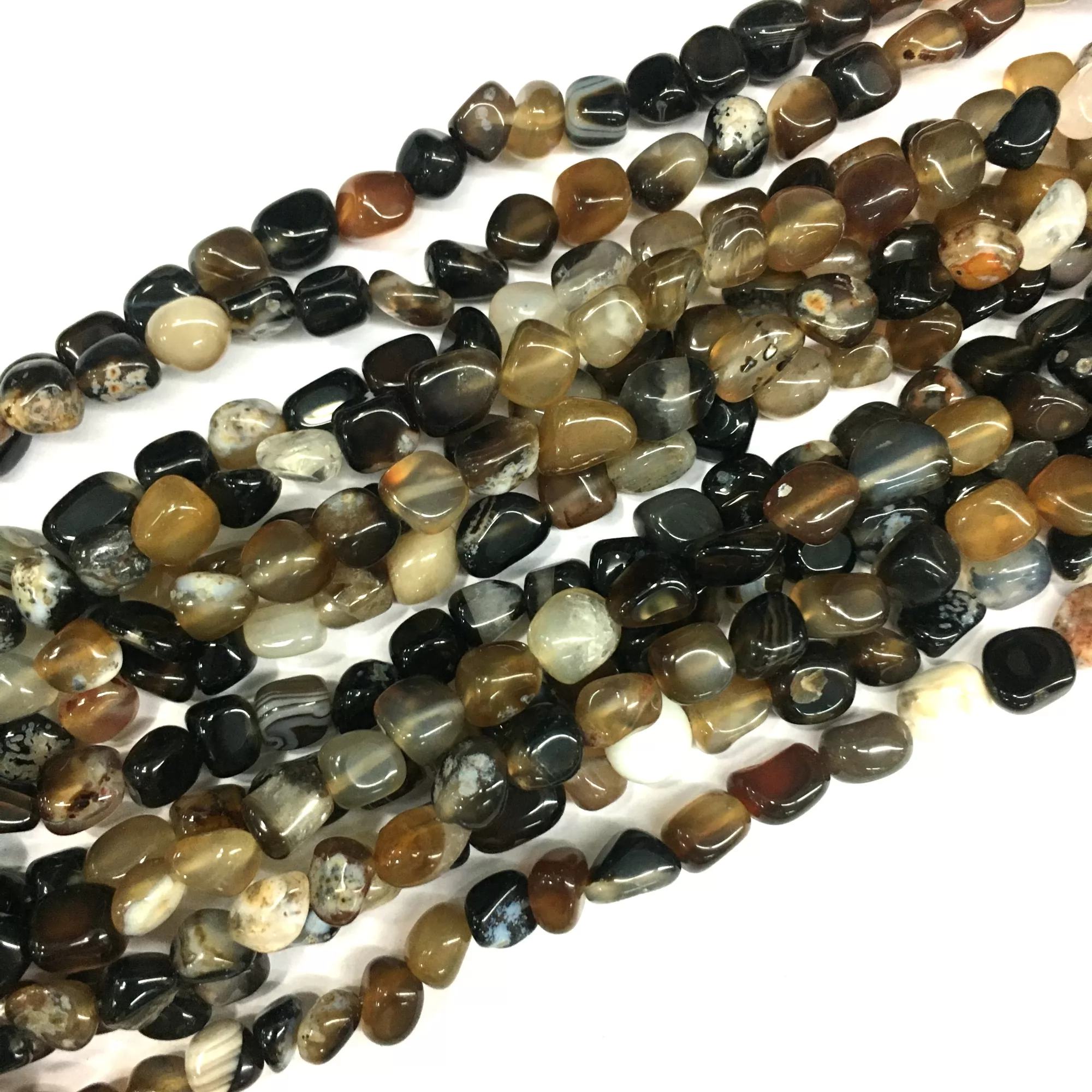Black Banded Agate, Nuggets, 5-7mm, Approx 380mm