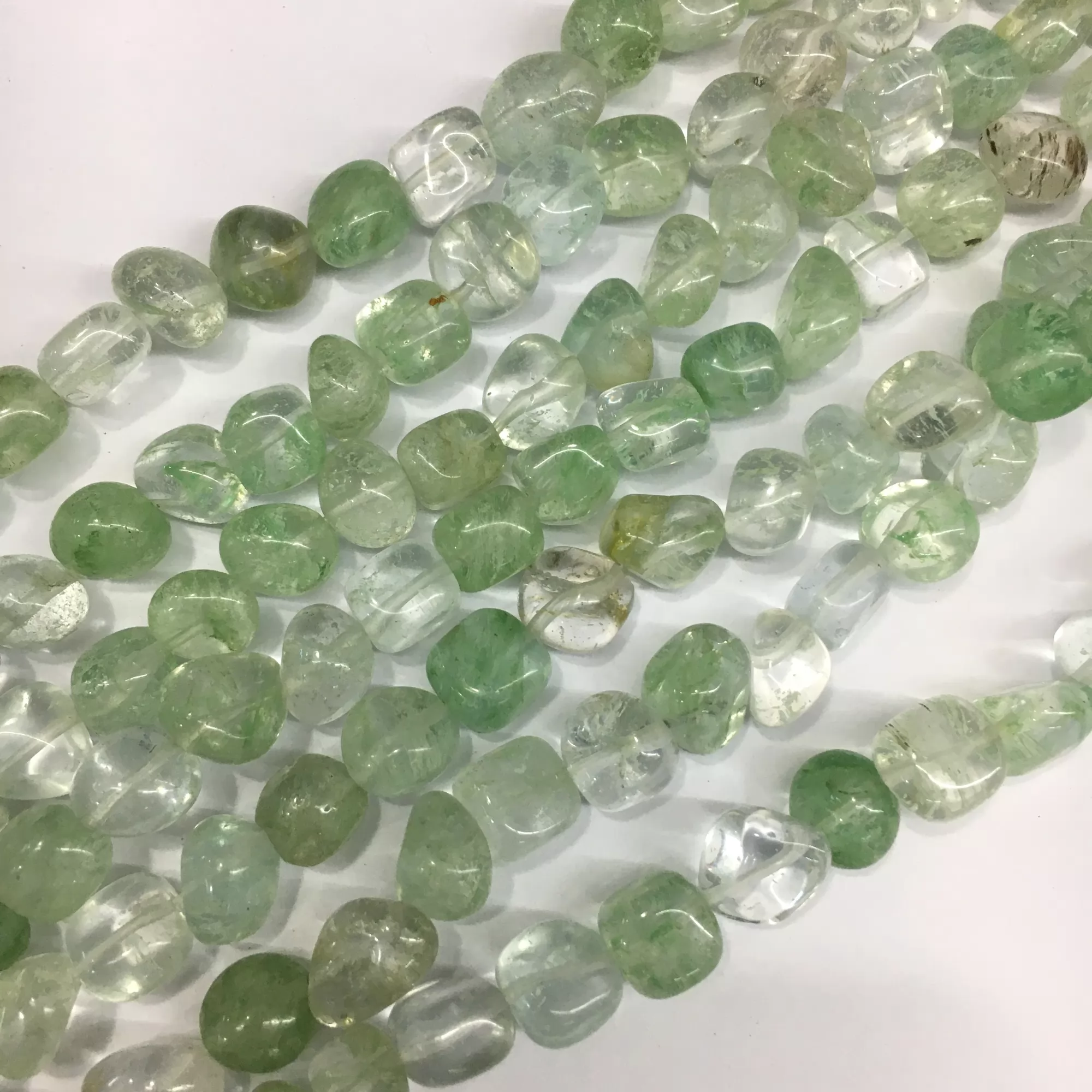 Green Glass, Nuggets, 10-14mm, Approx 380mm