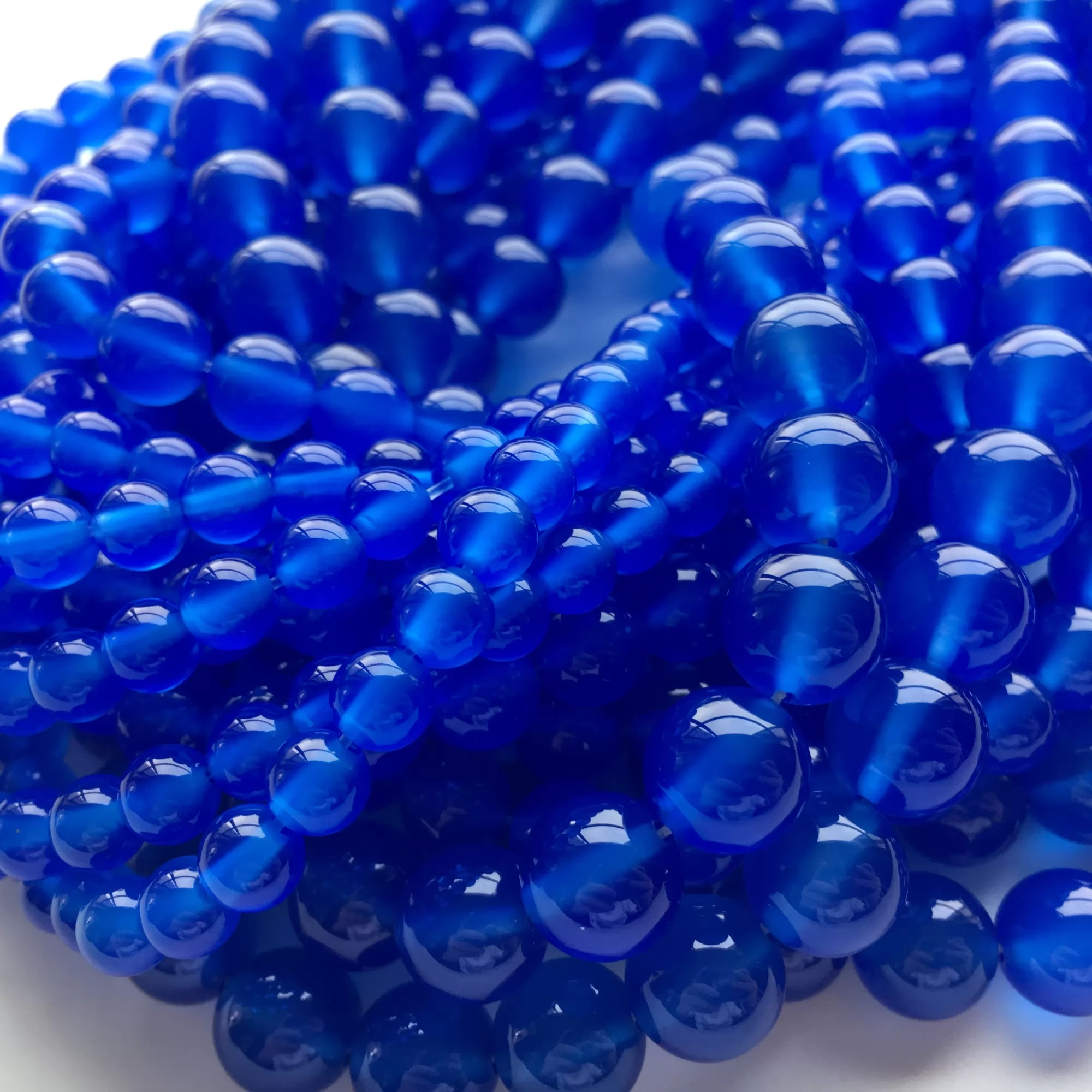 Dark Blue Agate, Plain Round, Approx 4mm-12mm, Approx 380mm