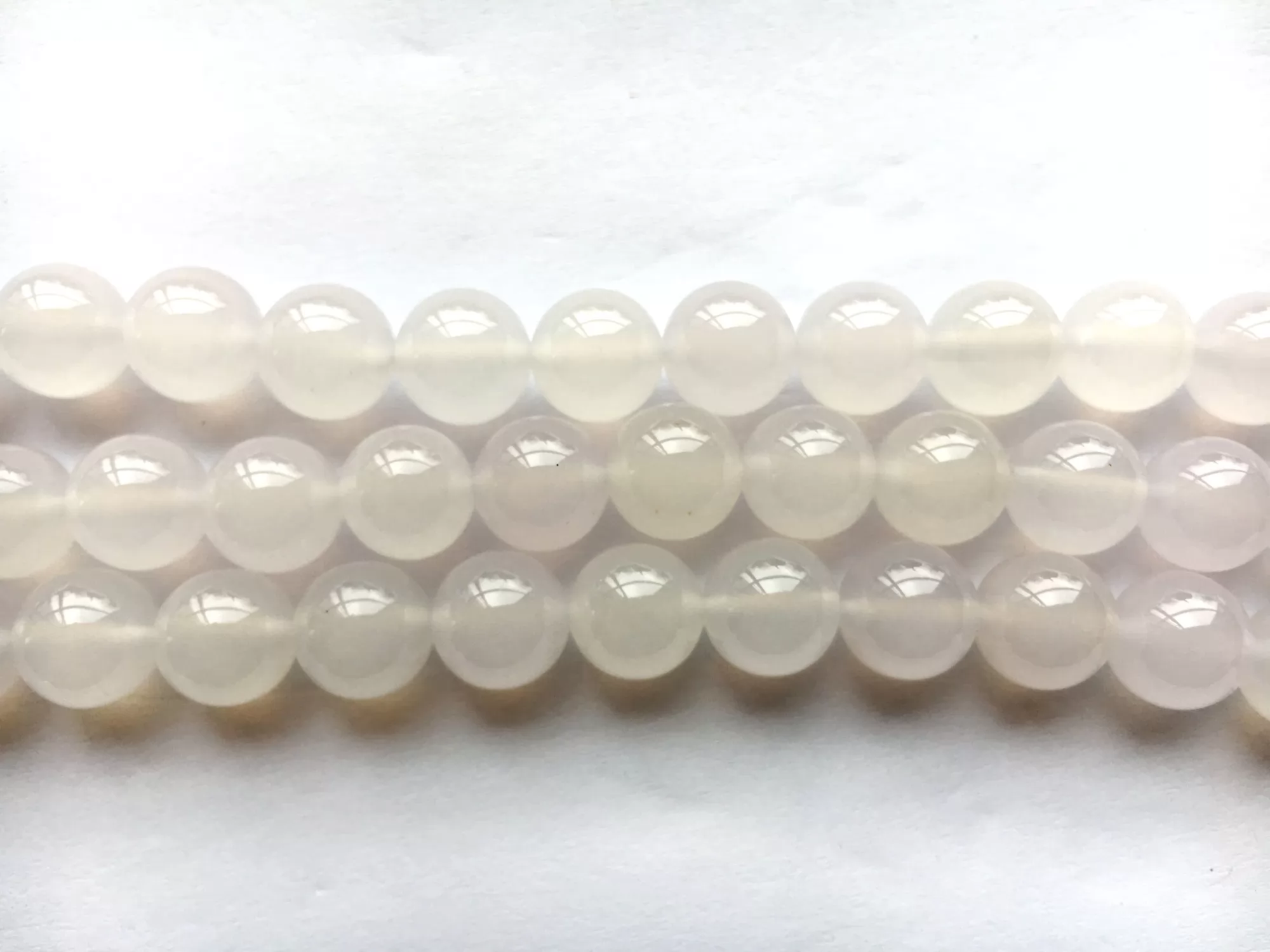White Agate Transparent, Plain Round, Approx 4mm-12mm, Approx 380mm