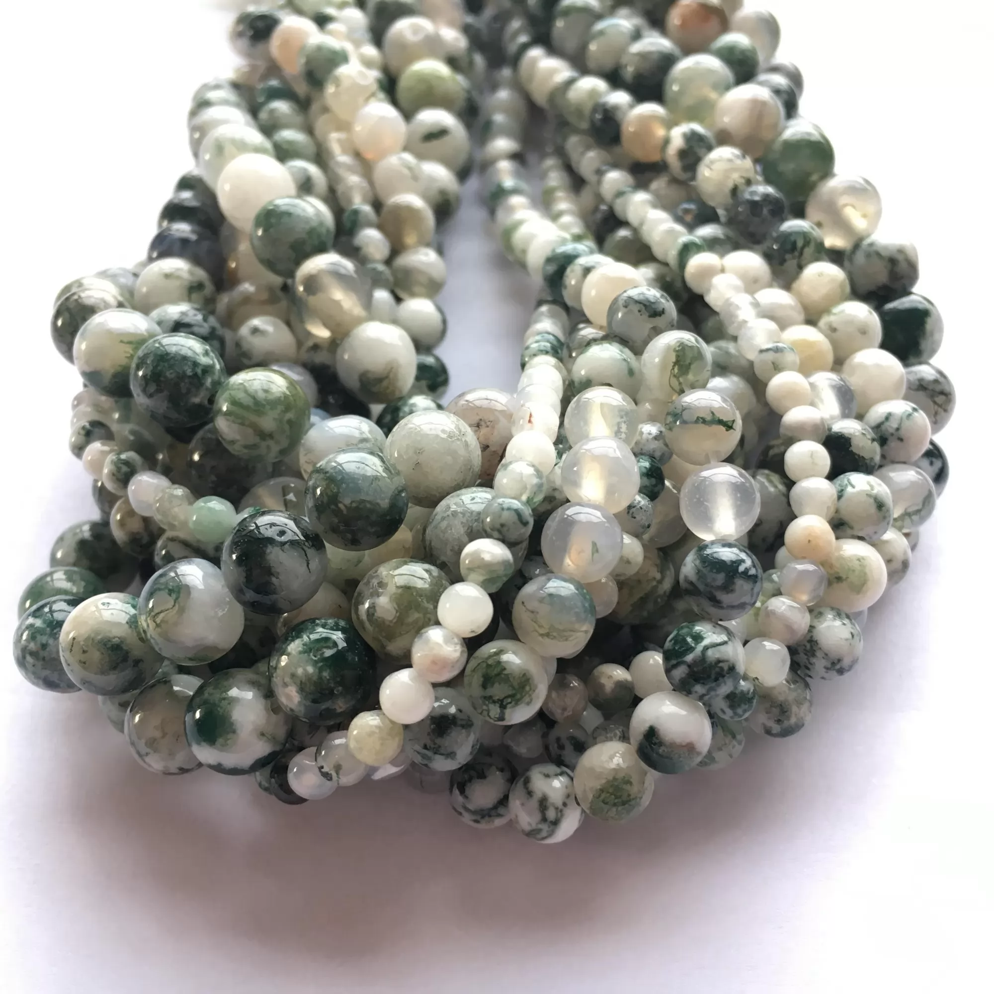 Tree Agate, Plain Round, Approx 4mm-12mm, Approx 380mm