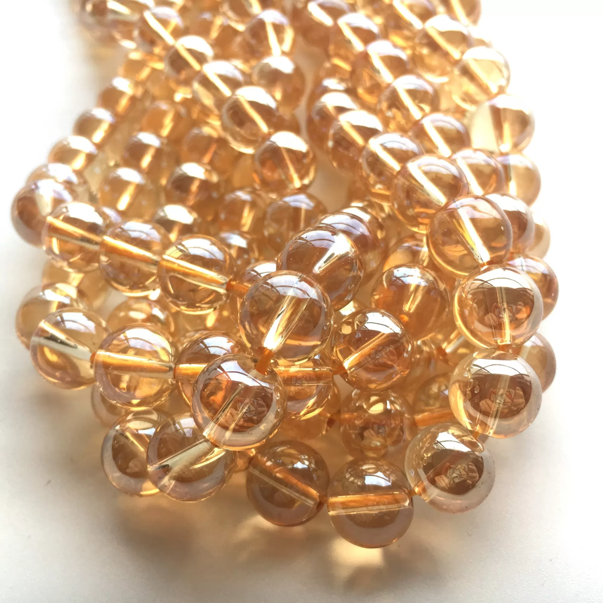 Gold Aura Crystal, Plain Round, Approx 4mm-12mm, Approx 380mm