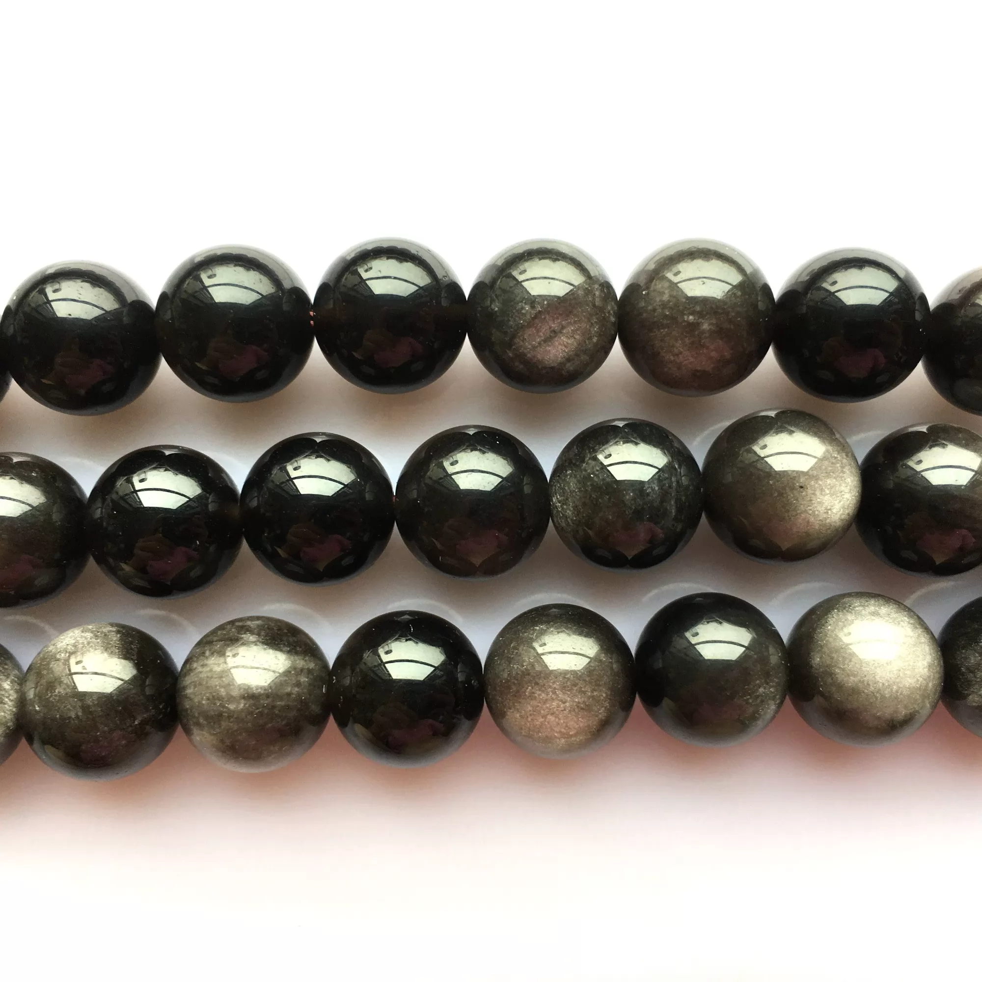 Silver Sheen Obsidian, Plain Round, Approx 4mm-12mm, Approx 380mm