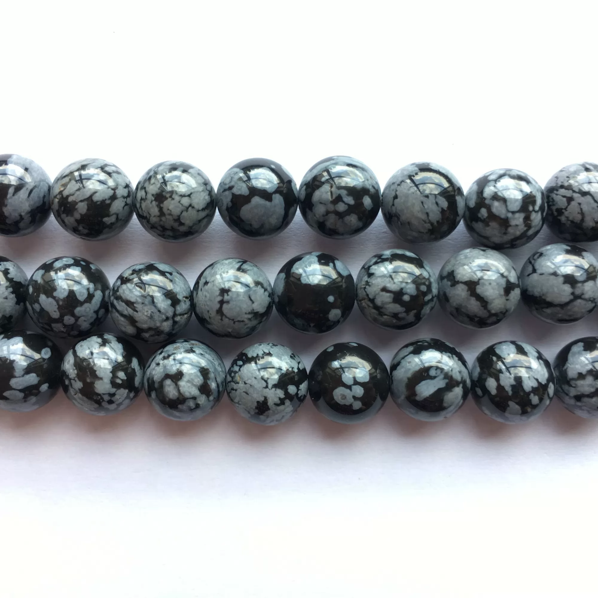 Snowflake Obsidian, Plain Round, Approx 4mm-12mm, Approx 380mm