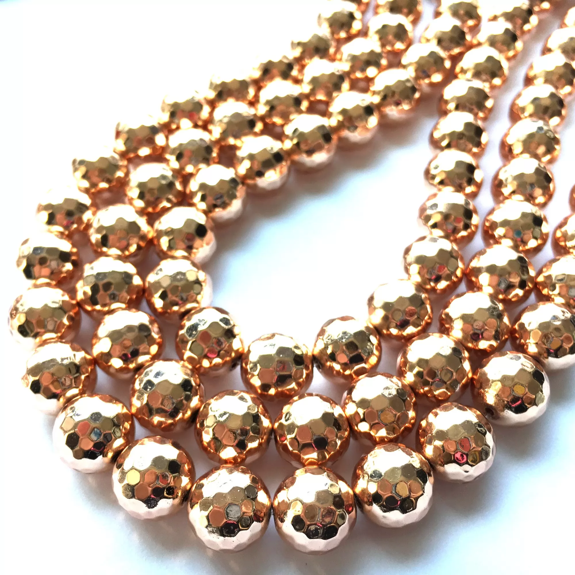 Rose Gold Hematite, Faceted Round, Approx 4mm-12mm, Approx 380mm