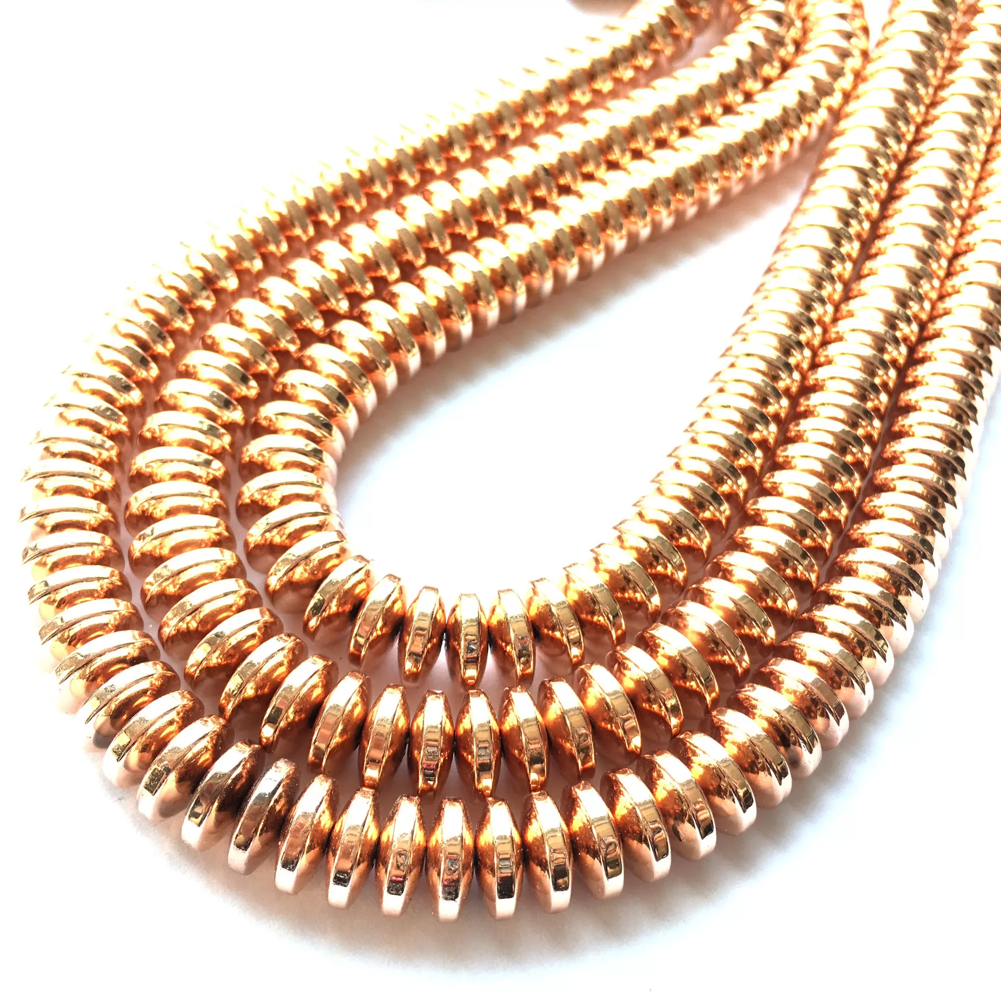 Rose Gold Hematite, Rondelle, Approx 4mm-12mm, Approx 380mm