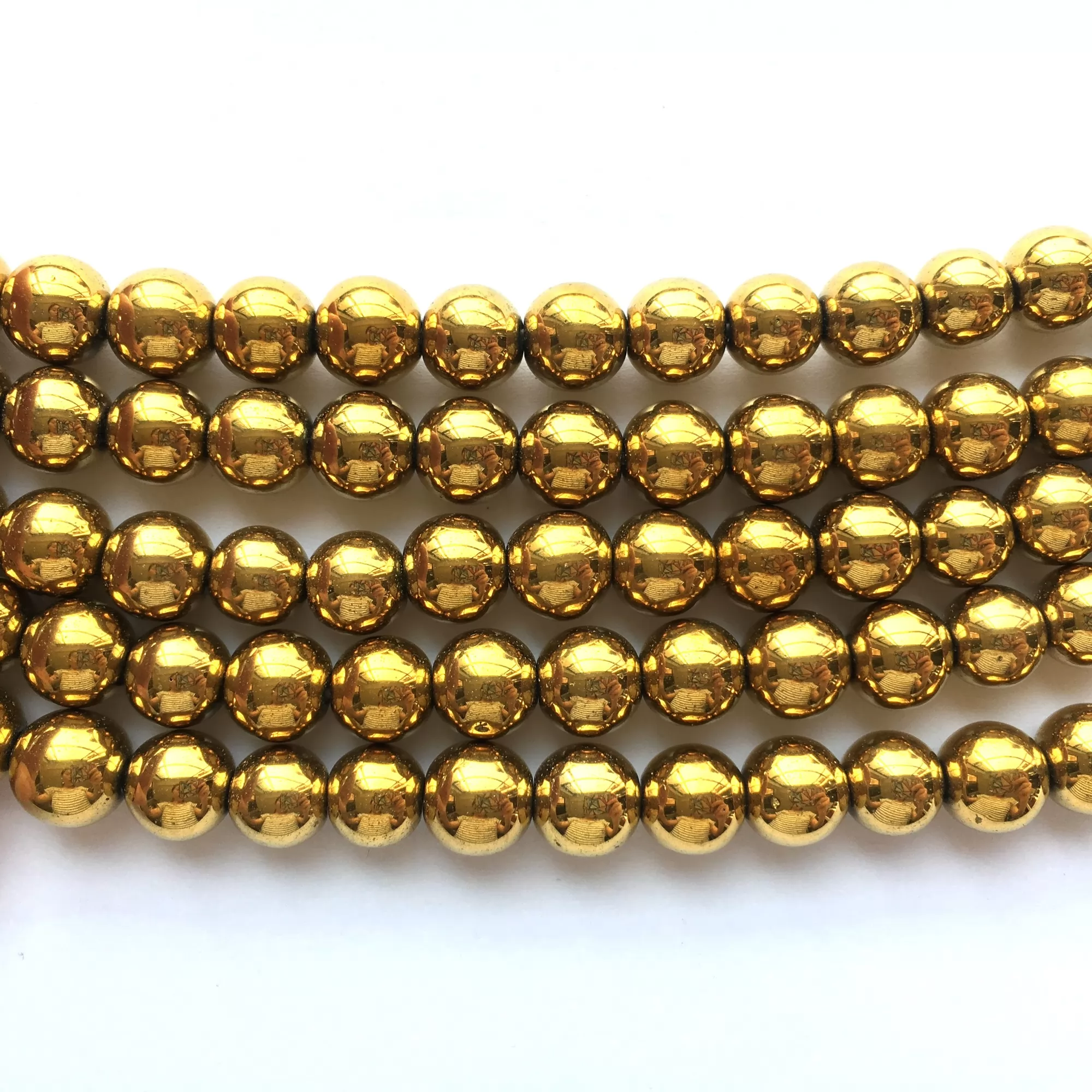 Gold Hematite, Plain Round, Approx 4mm-12mm, Approx 380mm