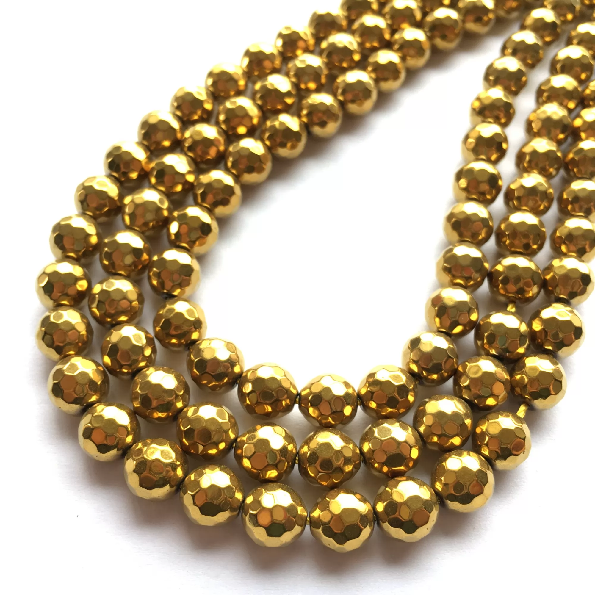 Gold Hematite, Faceted Round, Approx 4mm-12mm, Approx 380mm