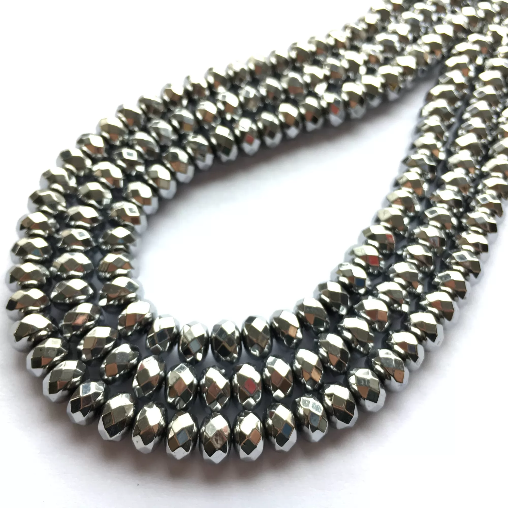 Original Hematite, Faceted Rondelle, Approx 4mm-12mm, Approx 380mm