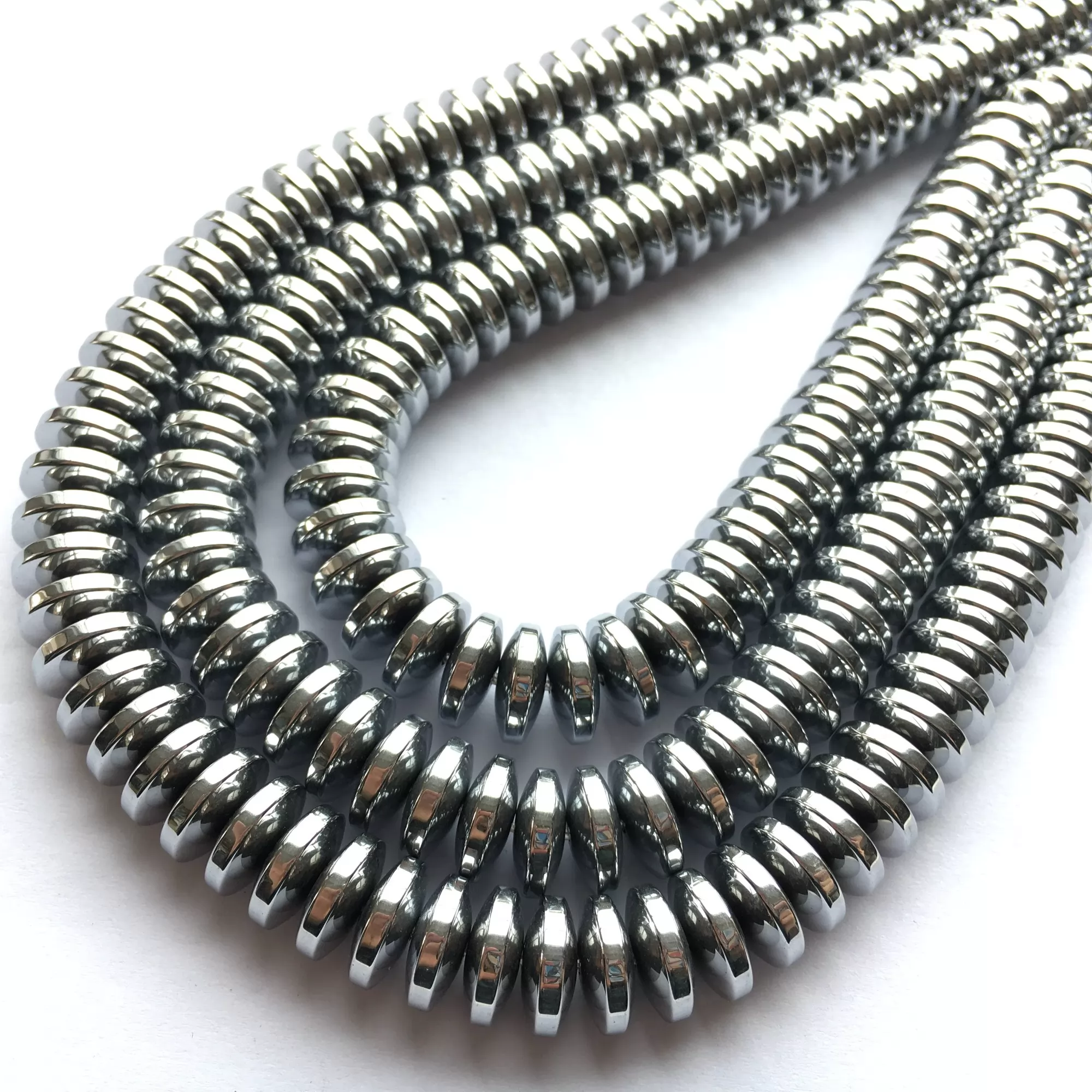 Silver Hematite, Rondelle, Approx 4mm-12mm, Approx 380mm