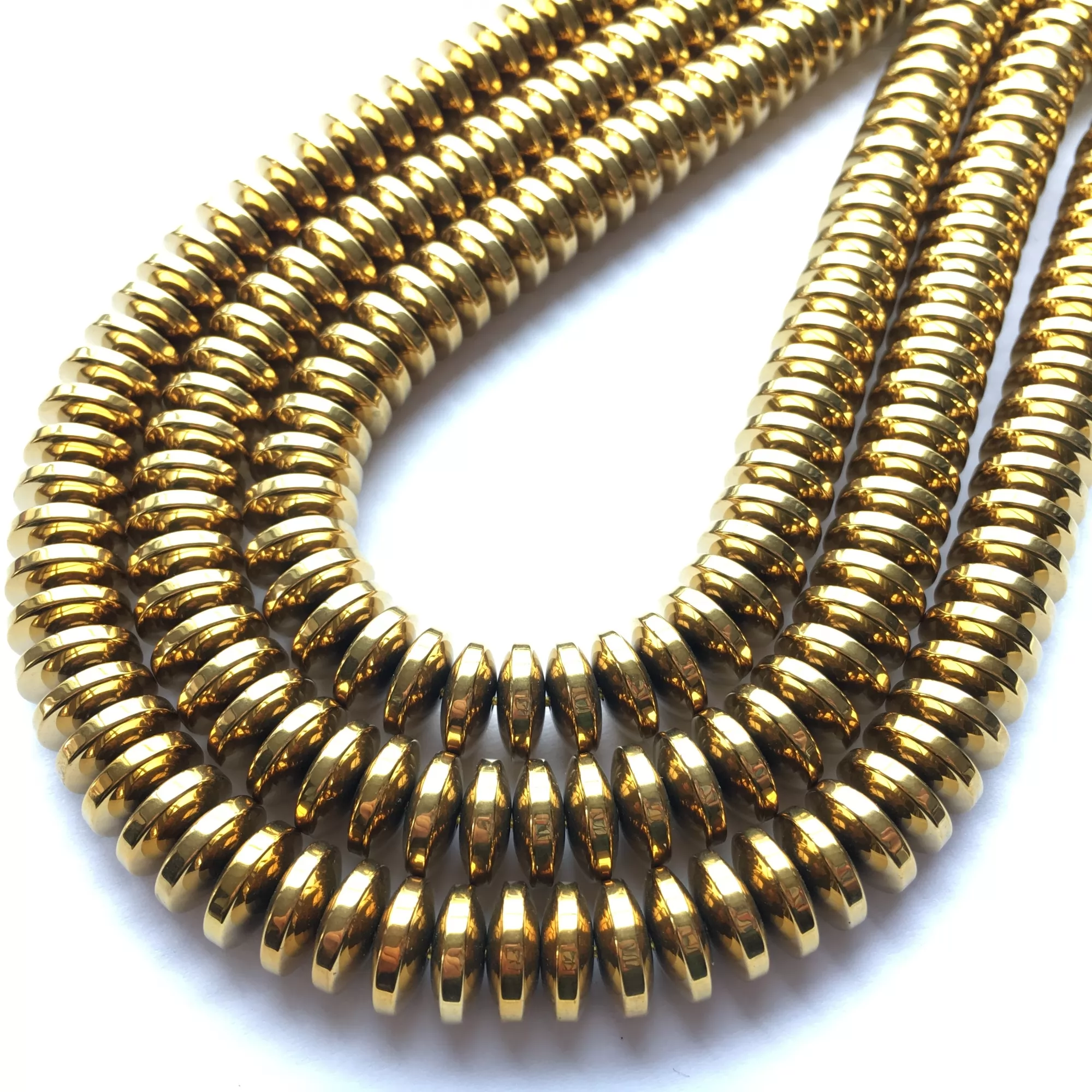 Gold Hematite, Rondelle, Approx 4mm-12mm, Approx 380mm