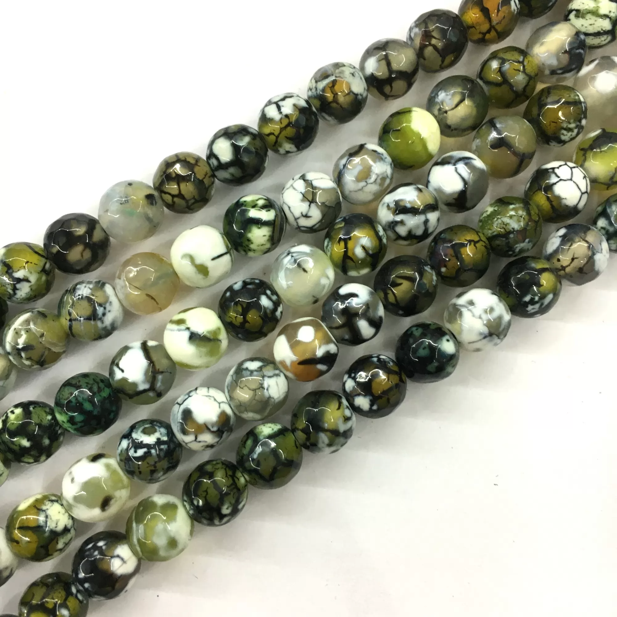 White Green Fire Agate, Faceted Round, Approx 6mm-12mm, Approx 370-380mm