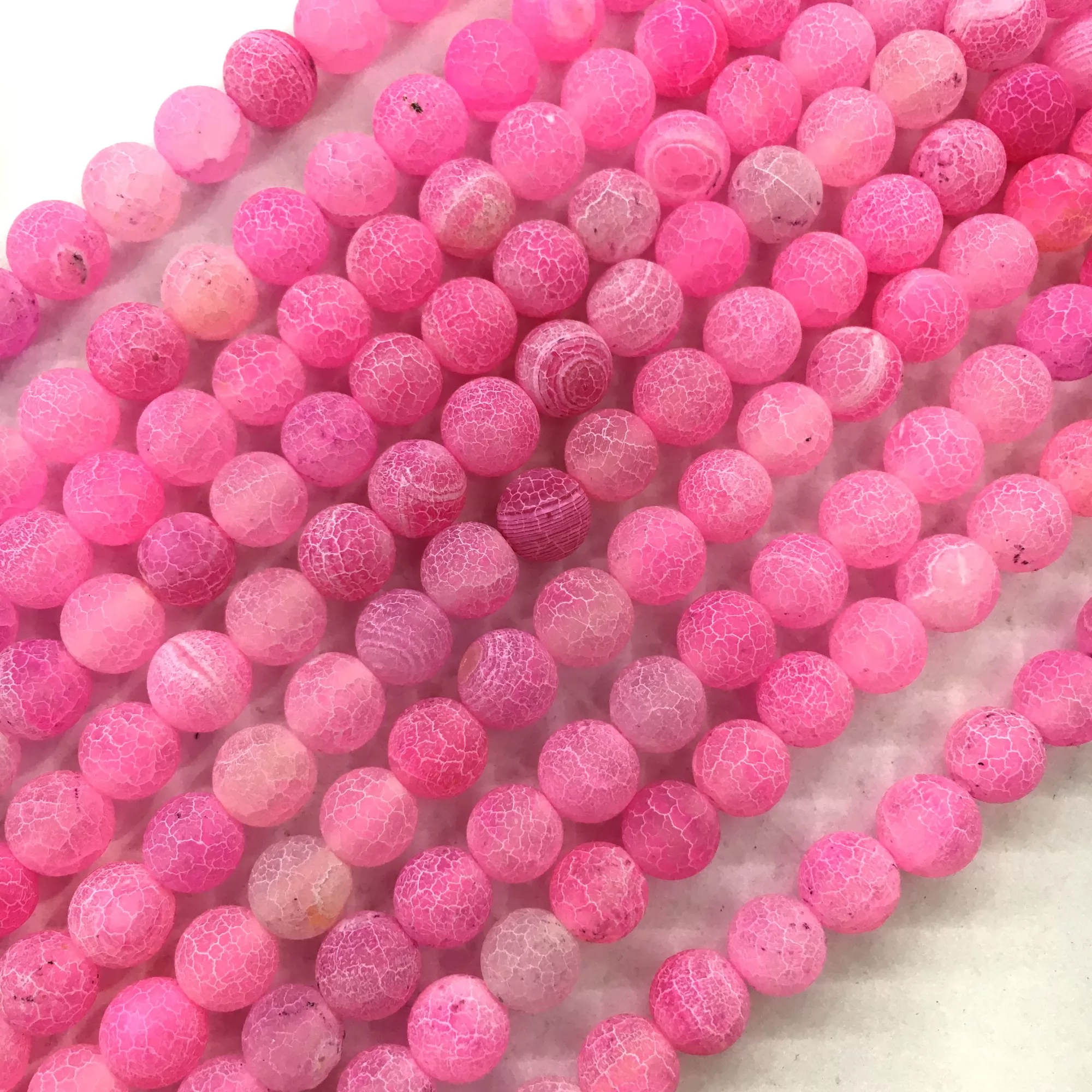 Pink Crackle Agate, Matted Round, Approx 4mm-12mm, Approx 370-380mm