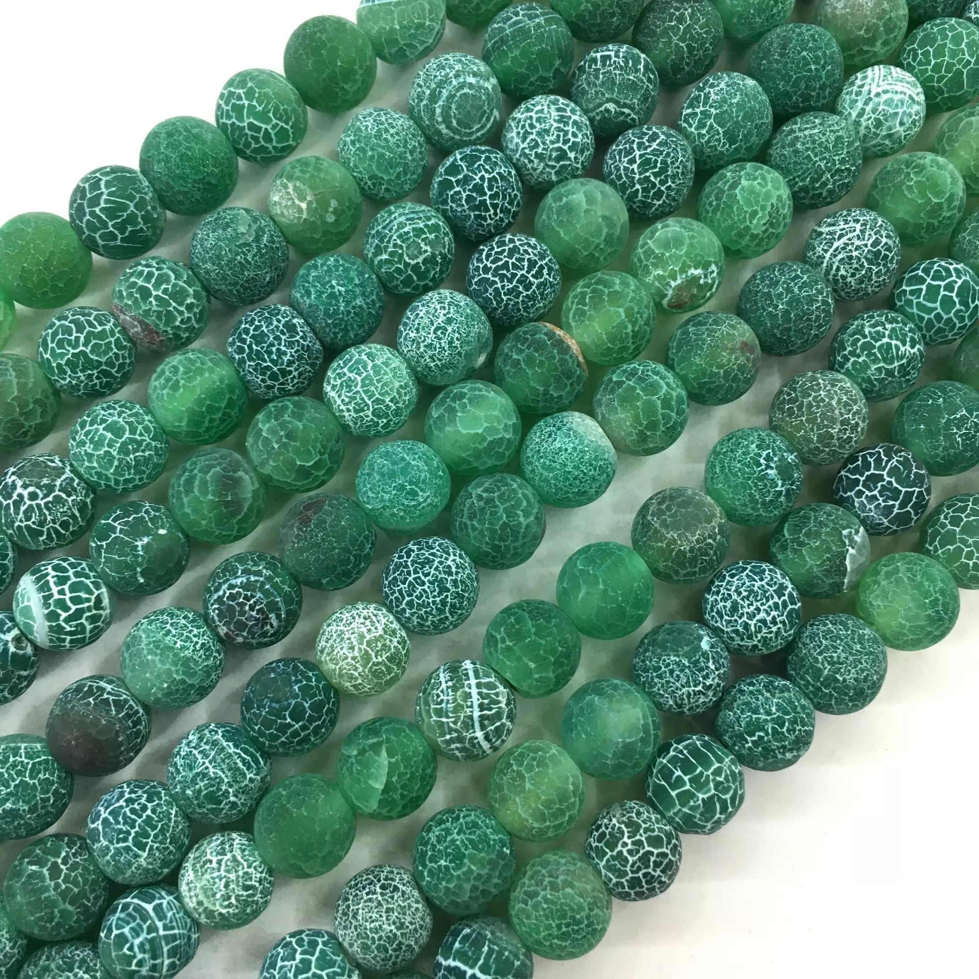 Green Crackle Agate, Matted Round, Approx 4mm-12mm, Approx 370-380mm