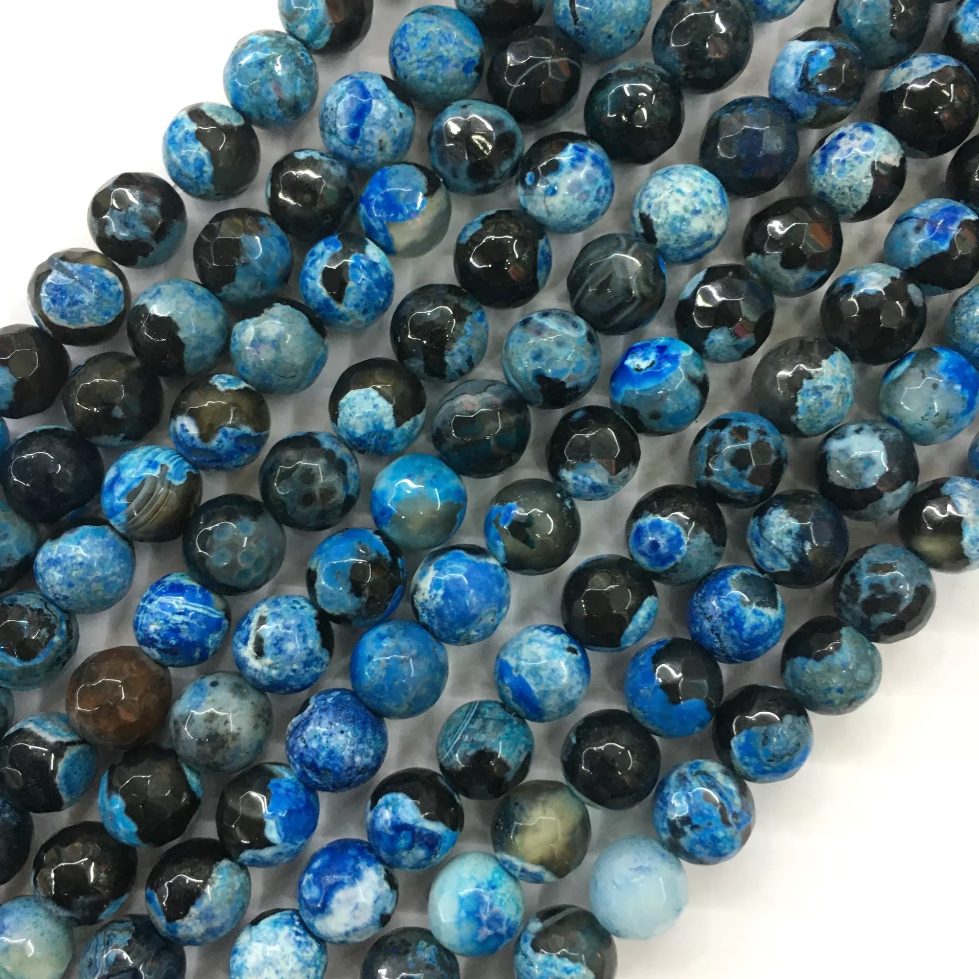 Blue Black Fire Agate, Faceted Round, Approx 6mm-12mm, Approx 370-380mm
