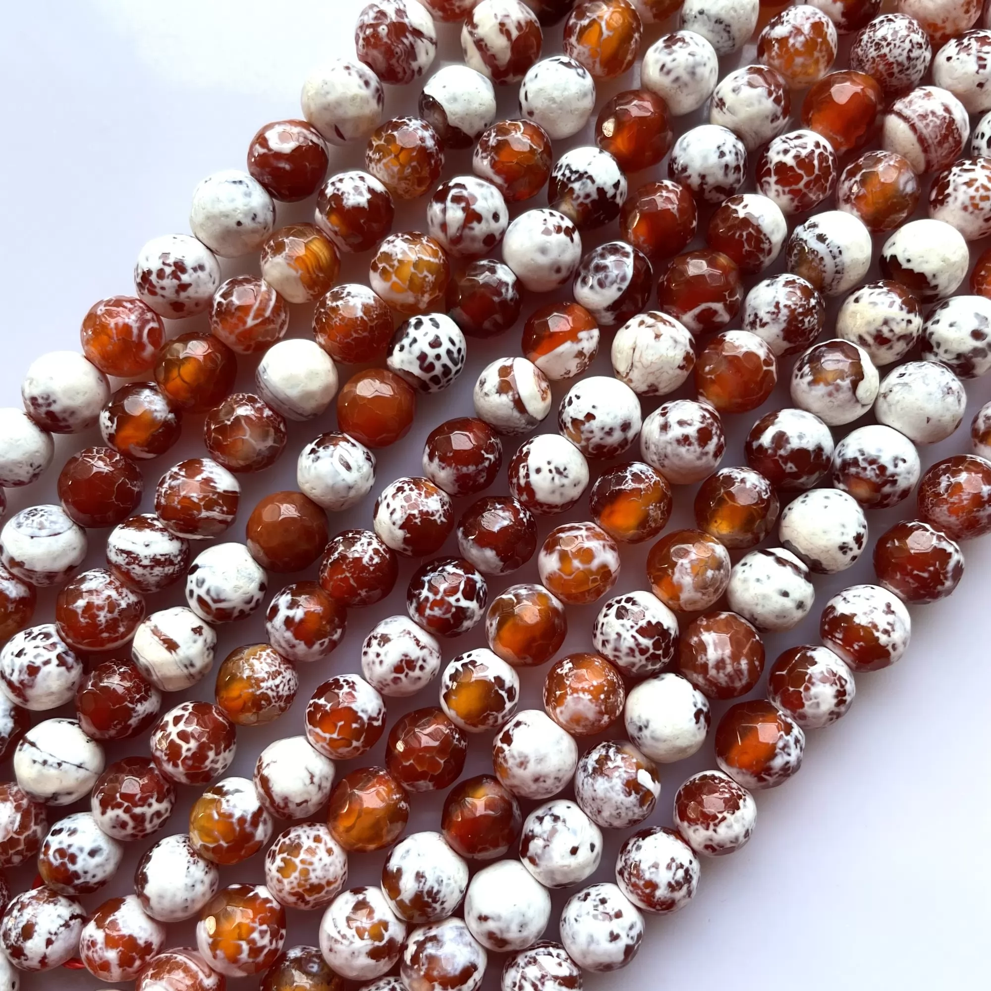 Red Fire Agate, Faceted Round, Approx 6mm-12mm, Approx 370-380mm