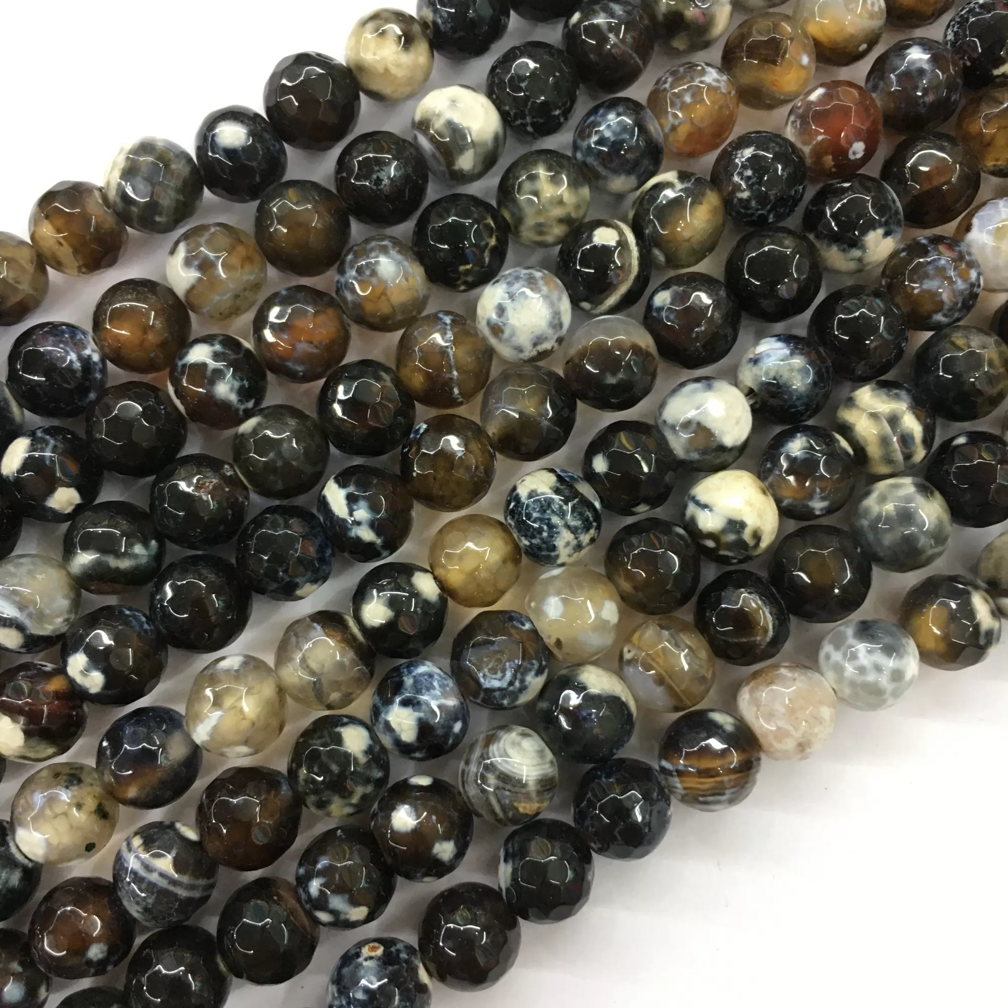 Black Fire Agate, Faceted Round, Approx 6mm-12mm, Approx 370-380mm