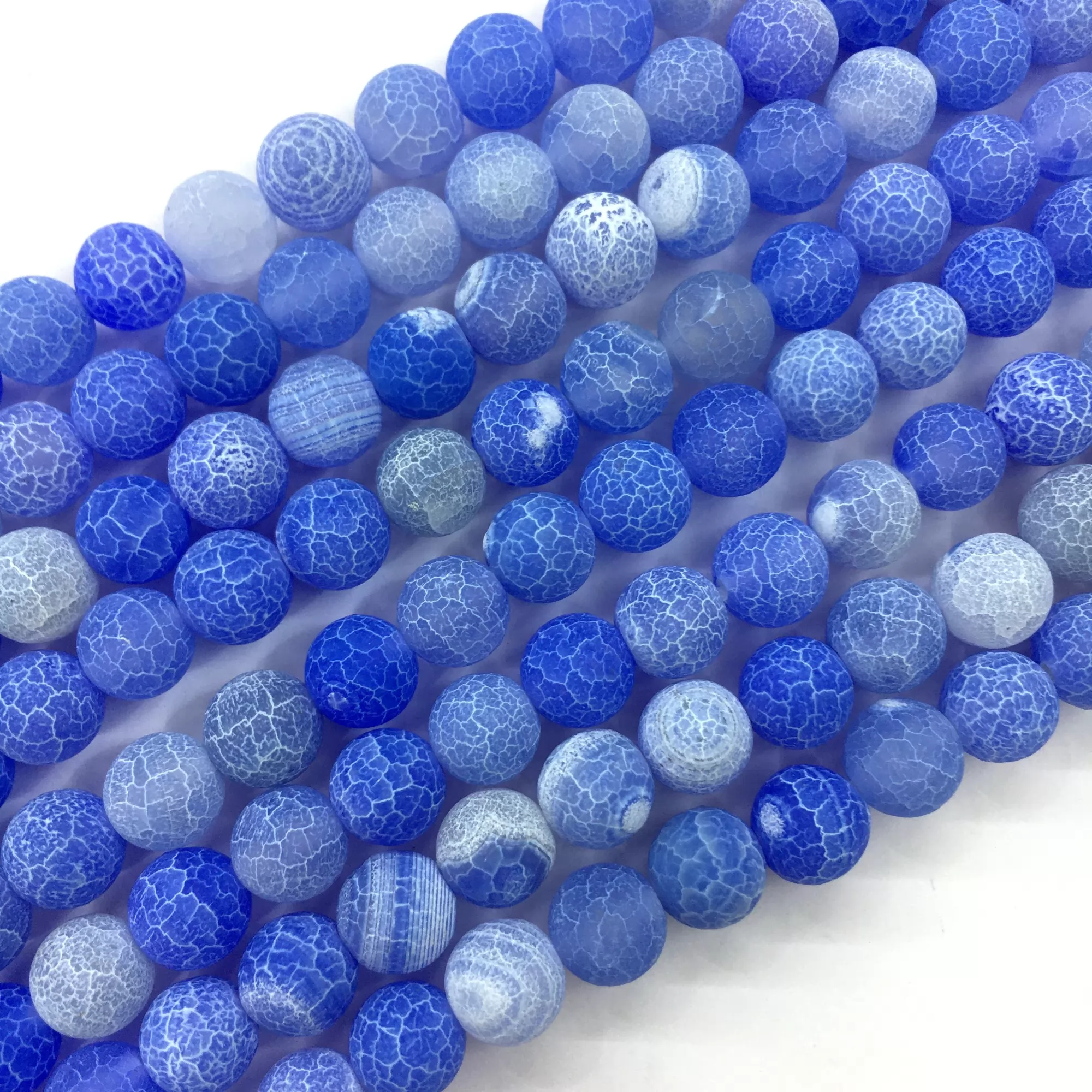 Blue Crackle Agate, Matted Round, Approx 4mm-12mm, Approx 370-380mm