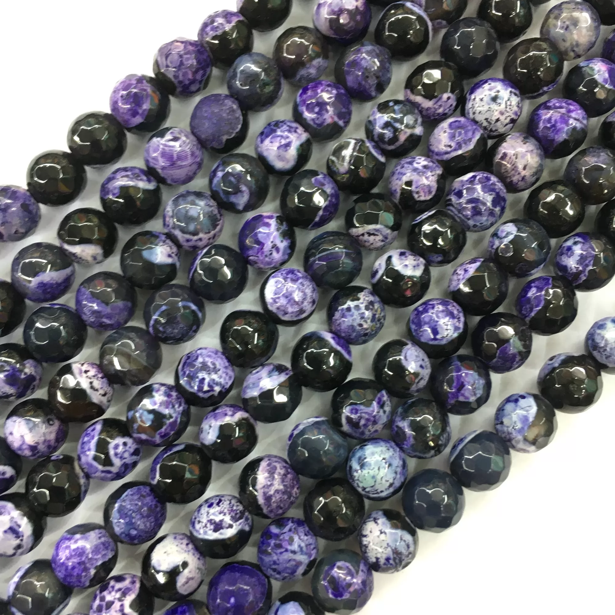 Purple Black Fire Agate, Faceted Round, Approx 6mm-12mm, Approx 370-380mm