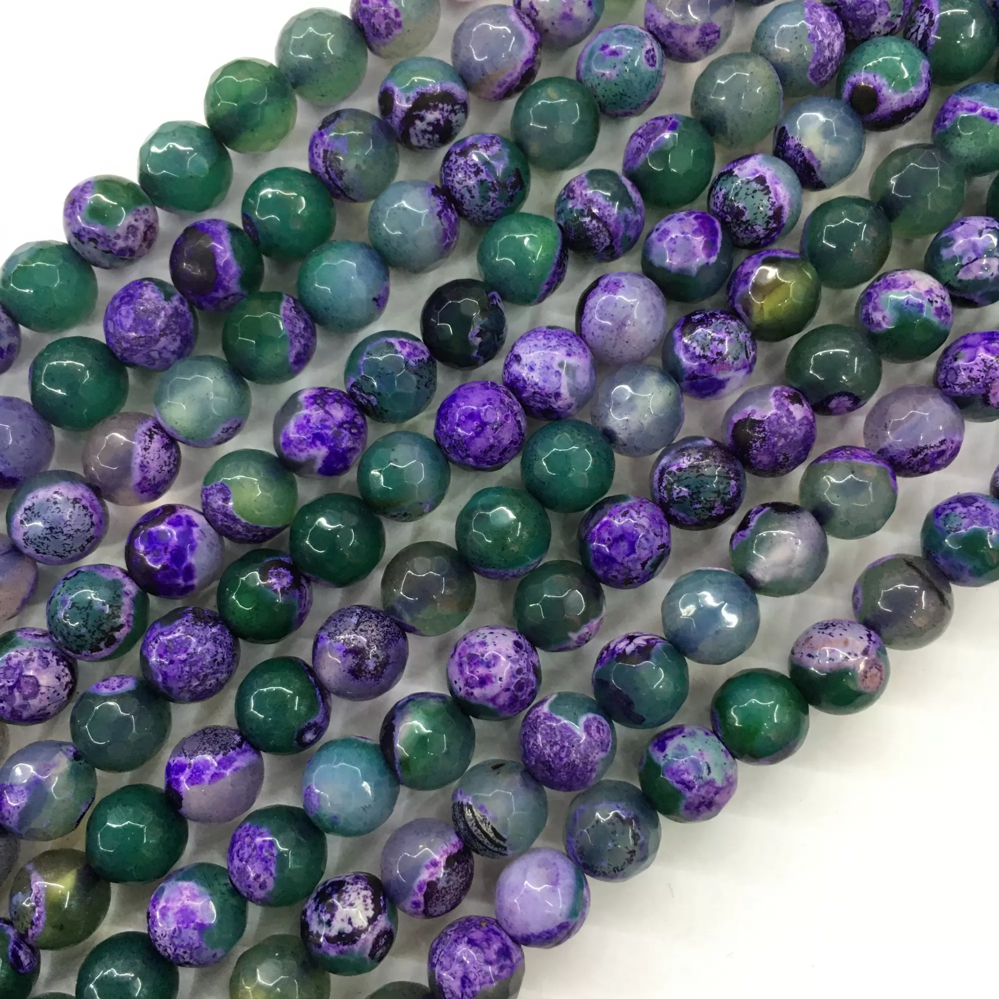 Purple Green Fire Agate, Faceted Round, Approx 6mm-12mm, Approx 370-380mm