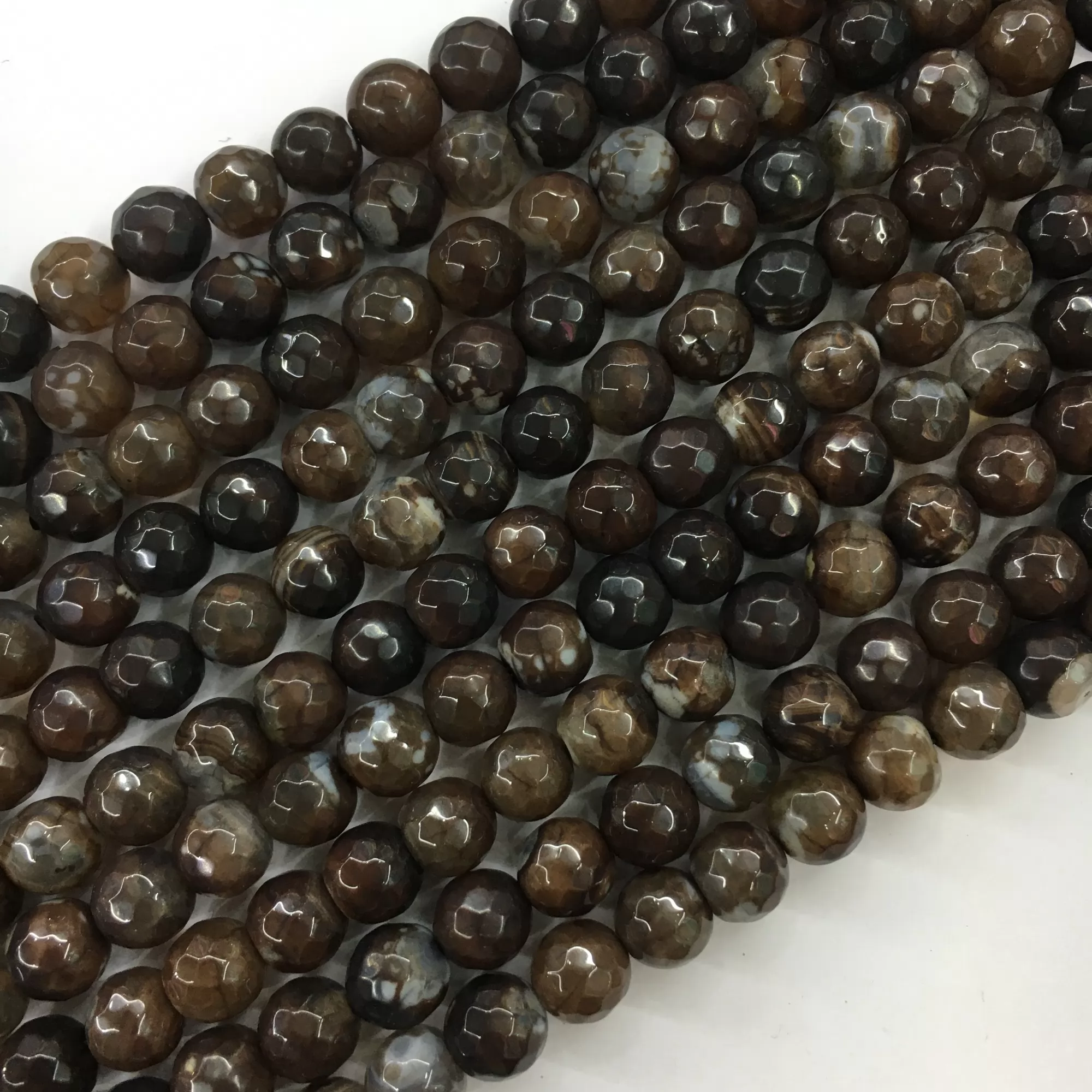 Brown Fire Agate, Faceted Round, Approx 6mm-12mm, Approx 370-380mm