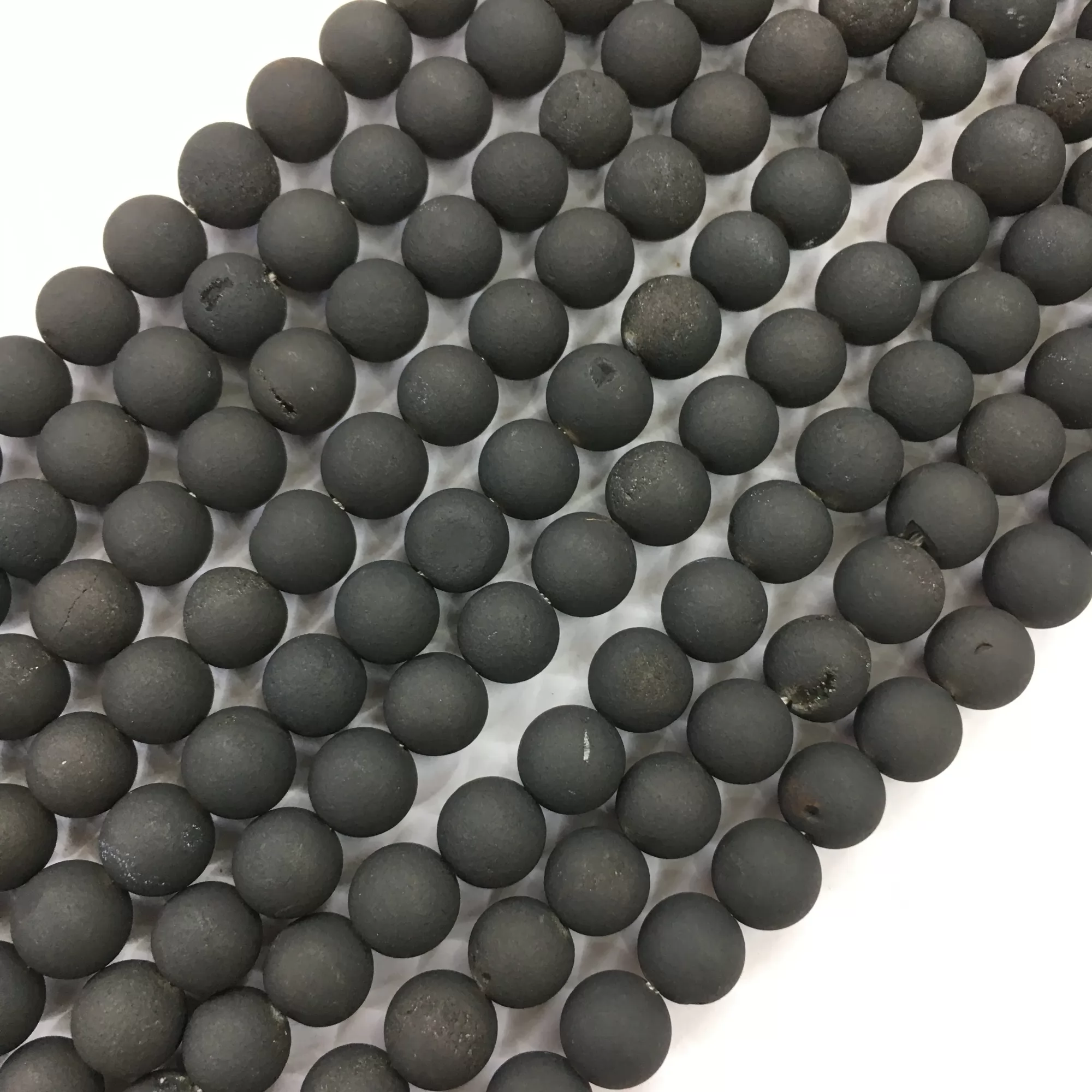 Black Druzy Agate, Matted Round, Approx 6mm-12mm, Approx 370-380mm