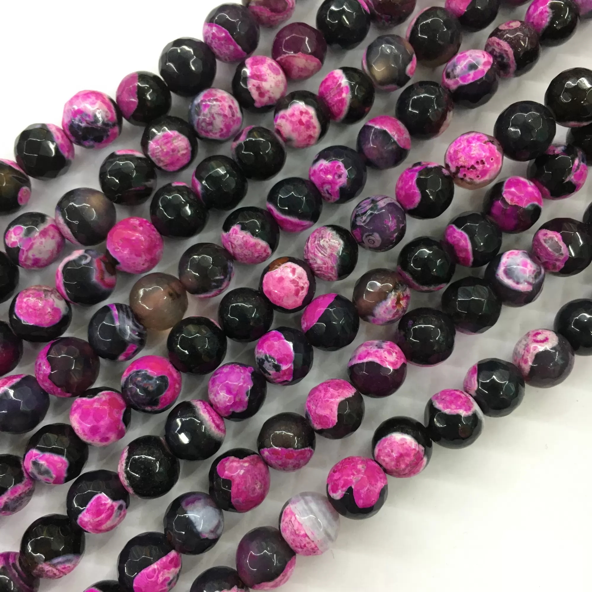 Pink Black Fire Agate, Faceted Round, Approx 6mm-12mm, Approx 370-380mm