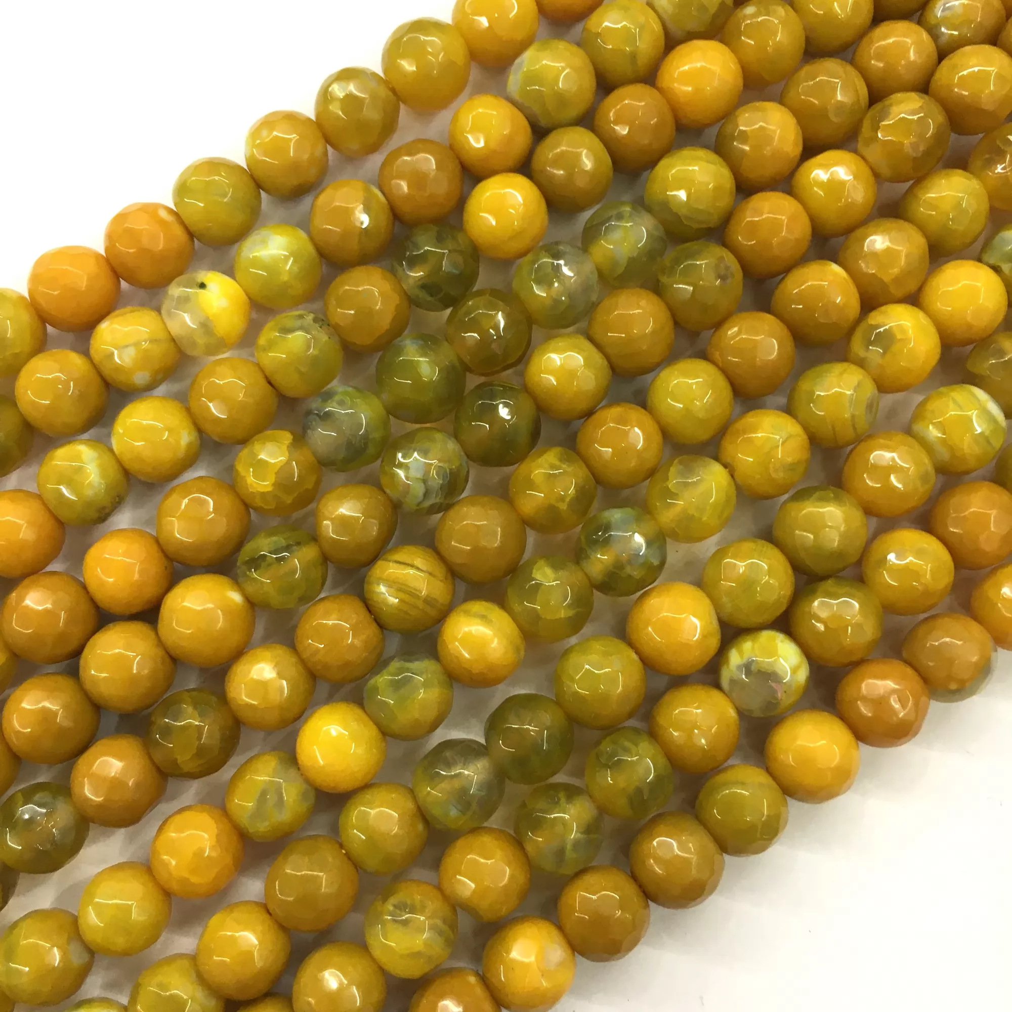 Yellow Fire Agate, Faceted Round, Approx 6mm-12mm, Approx 370-380mm