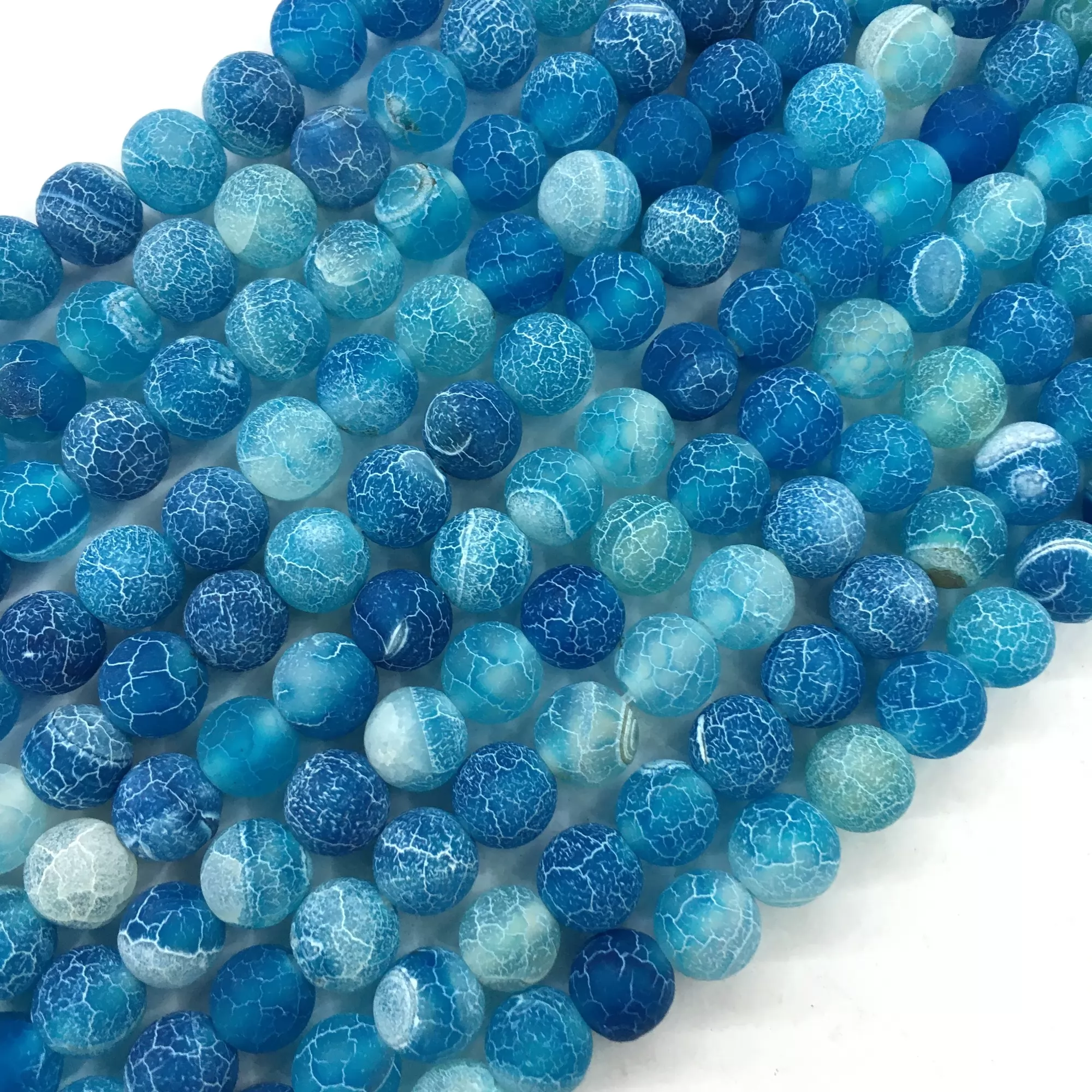 Blue Crackle Agate, Matted Round, Approx 4mm-12mm, Approx 370-380mm