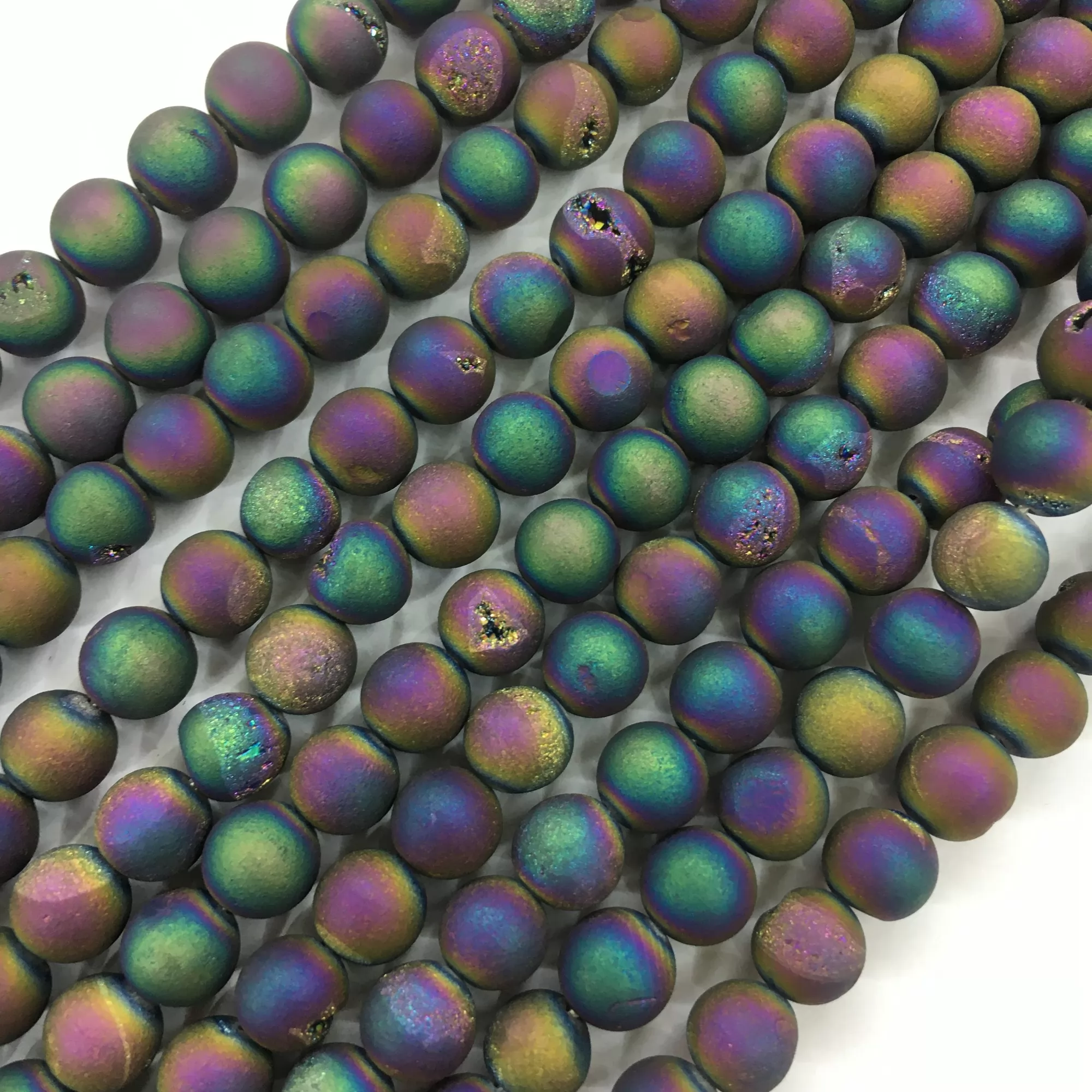 Multicolor Druzy Agate, Matted Round, Approx 6mm-12mm, Approx 370-380mm