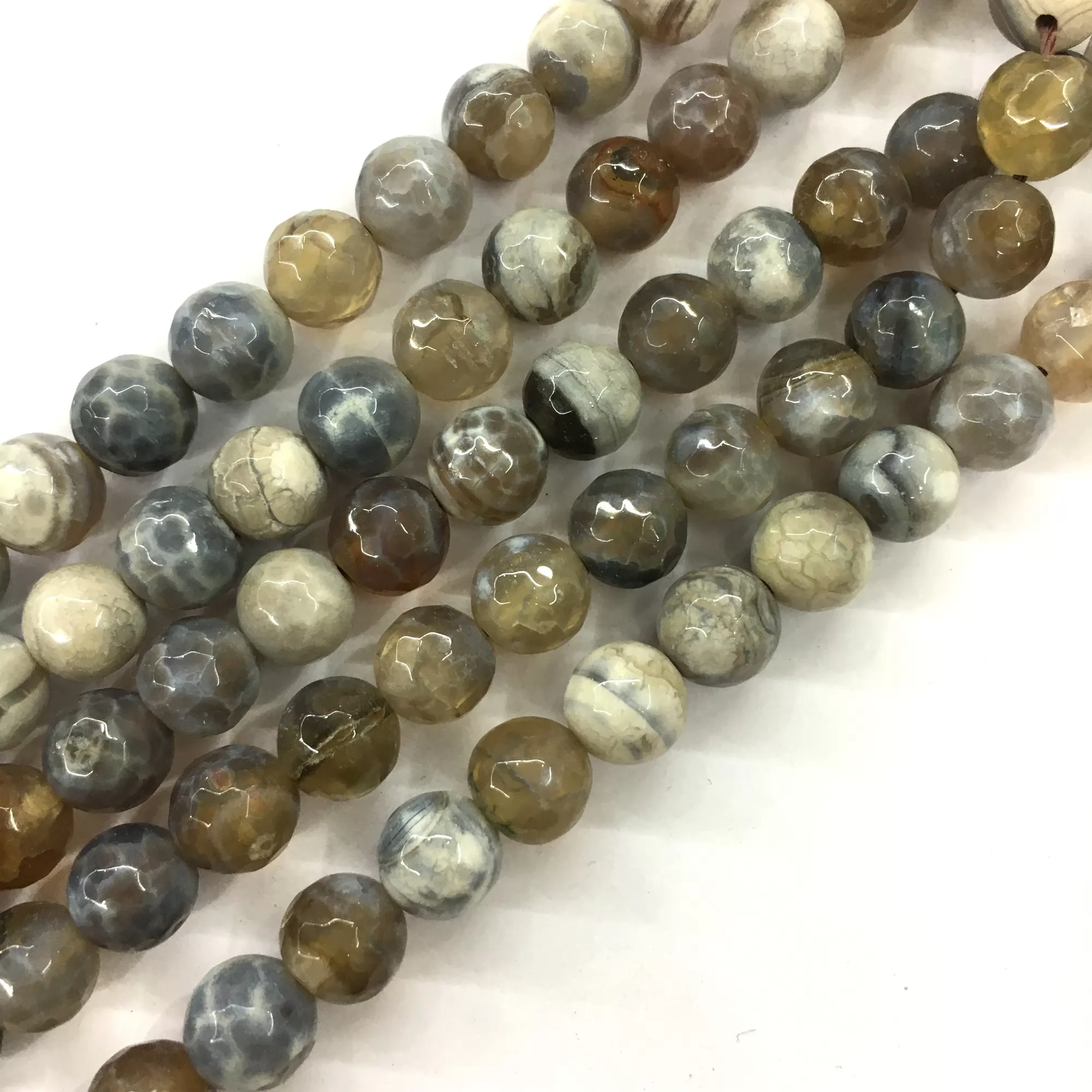 Grey Fire Agate, Faceted Round, Approx 6mm-12mm, Approx 370-380mm
