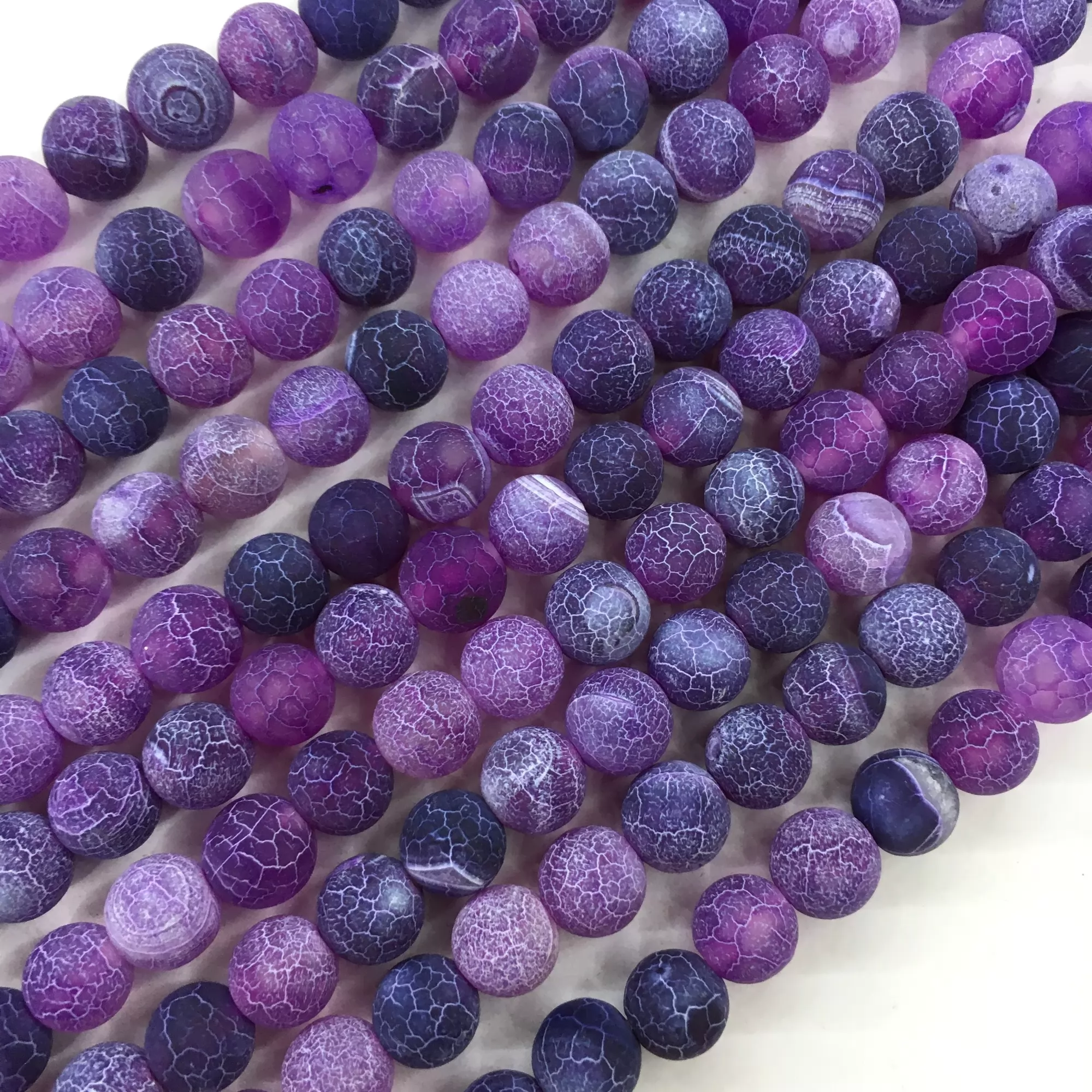 Purple Crackle Agate, Matted Round, Approx 4mm-12mm, Approx 370-380mm
