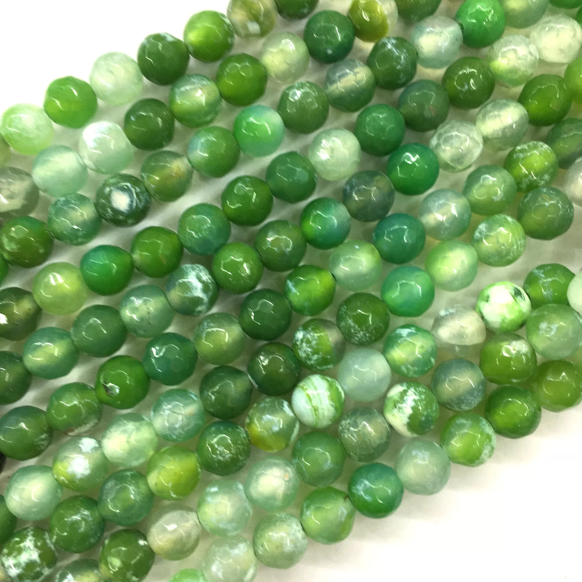 Green Fire Agate, Faceted Round, Approx 6mm-12mm, Approx 370-380mm
