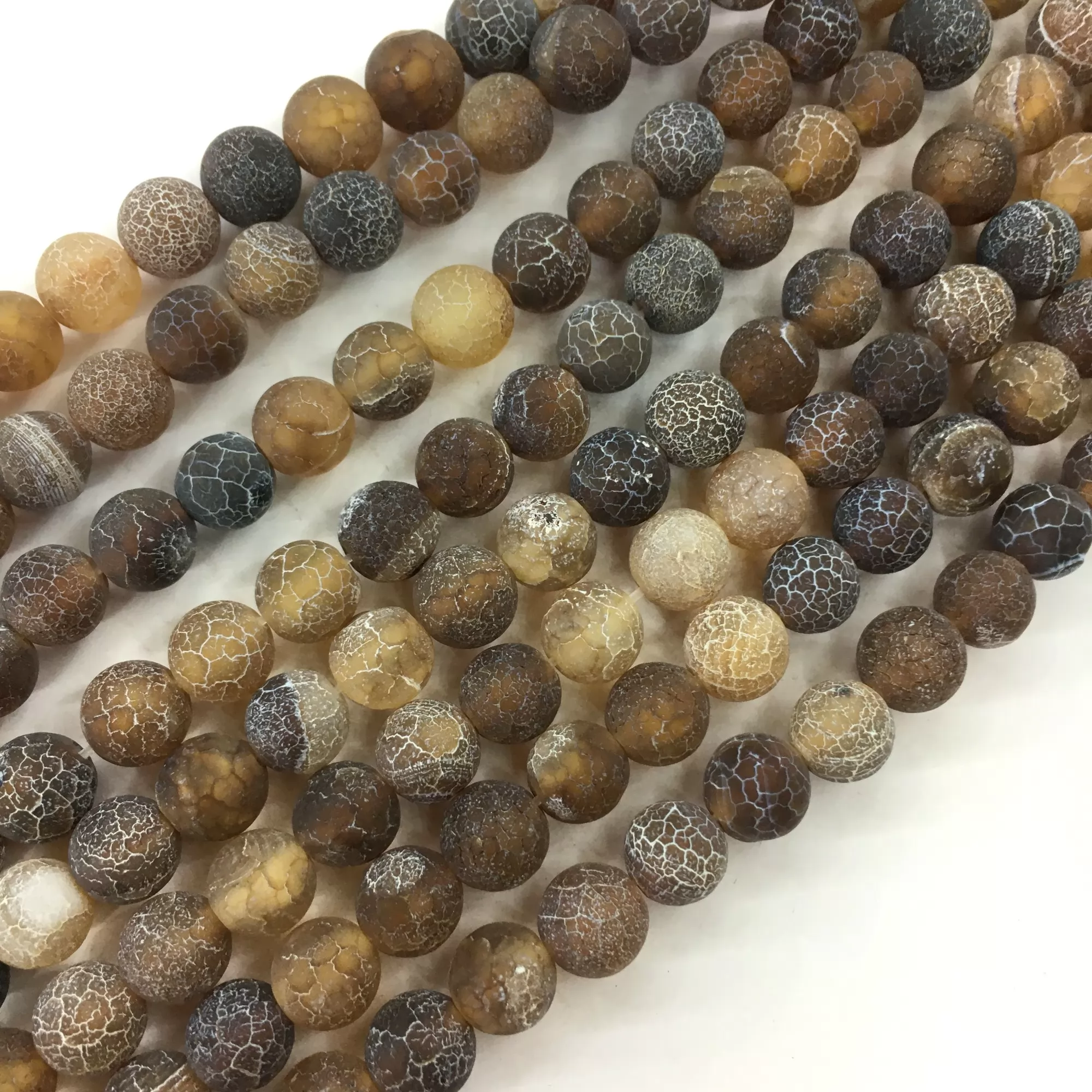 Brown Crackle Agate, Matted Round, Approx 4mm-12mm, Approx 370-380mm
