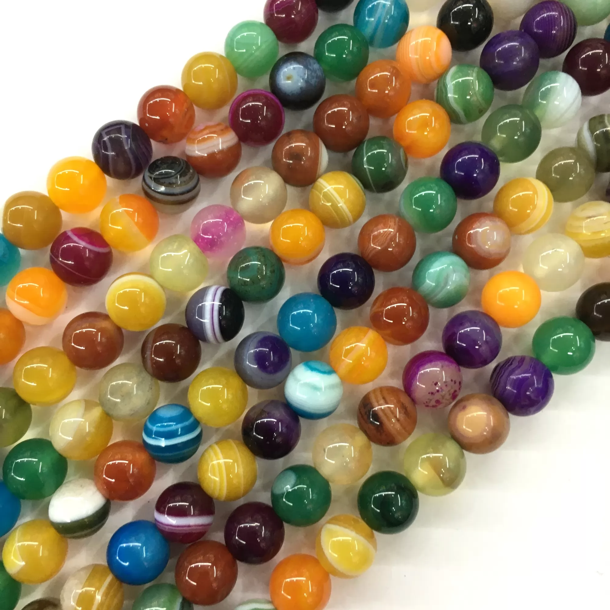 Multicolor Banded Agate, Plain Round, Approx 6mm-12mm, Approx 370-380mm