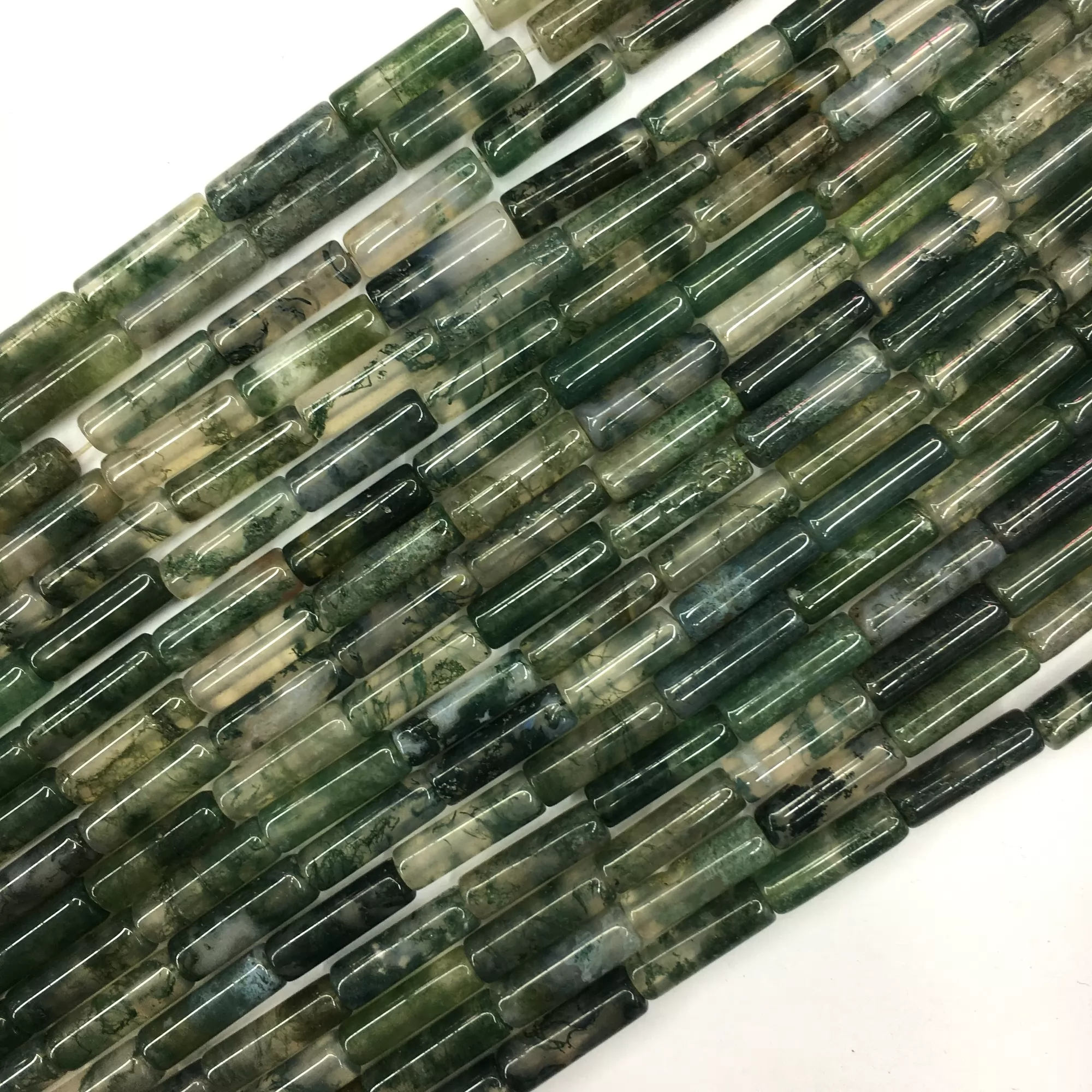Moss Agate, Tube, Approx 380mm