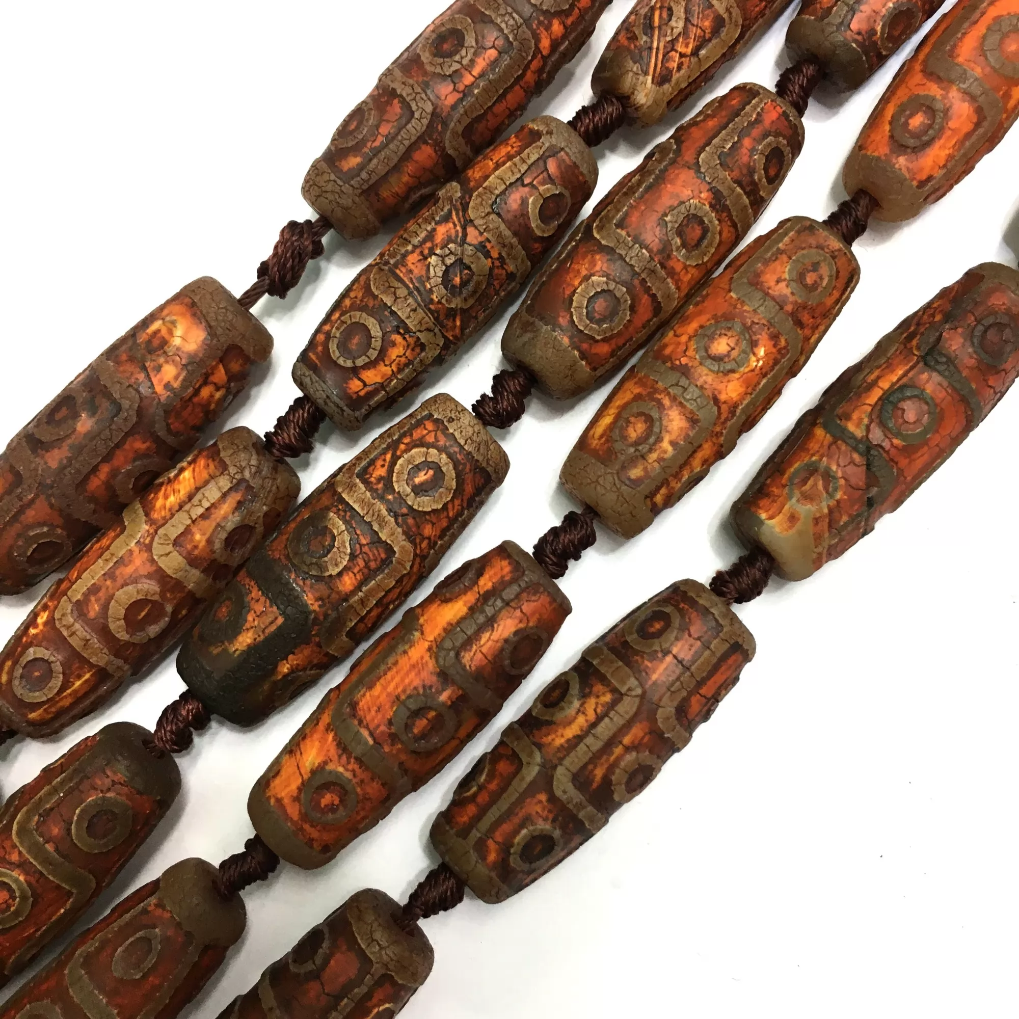 Antique Tibetan Dzi Agate, Barrel, Approx 14x40mm,8pcs, Approx 350mm/14"