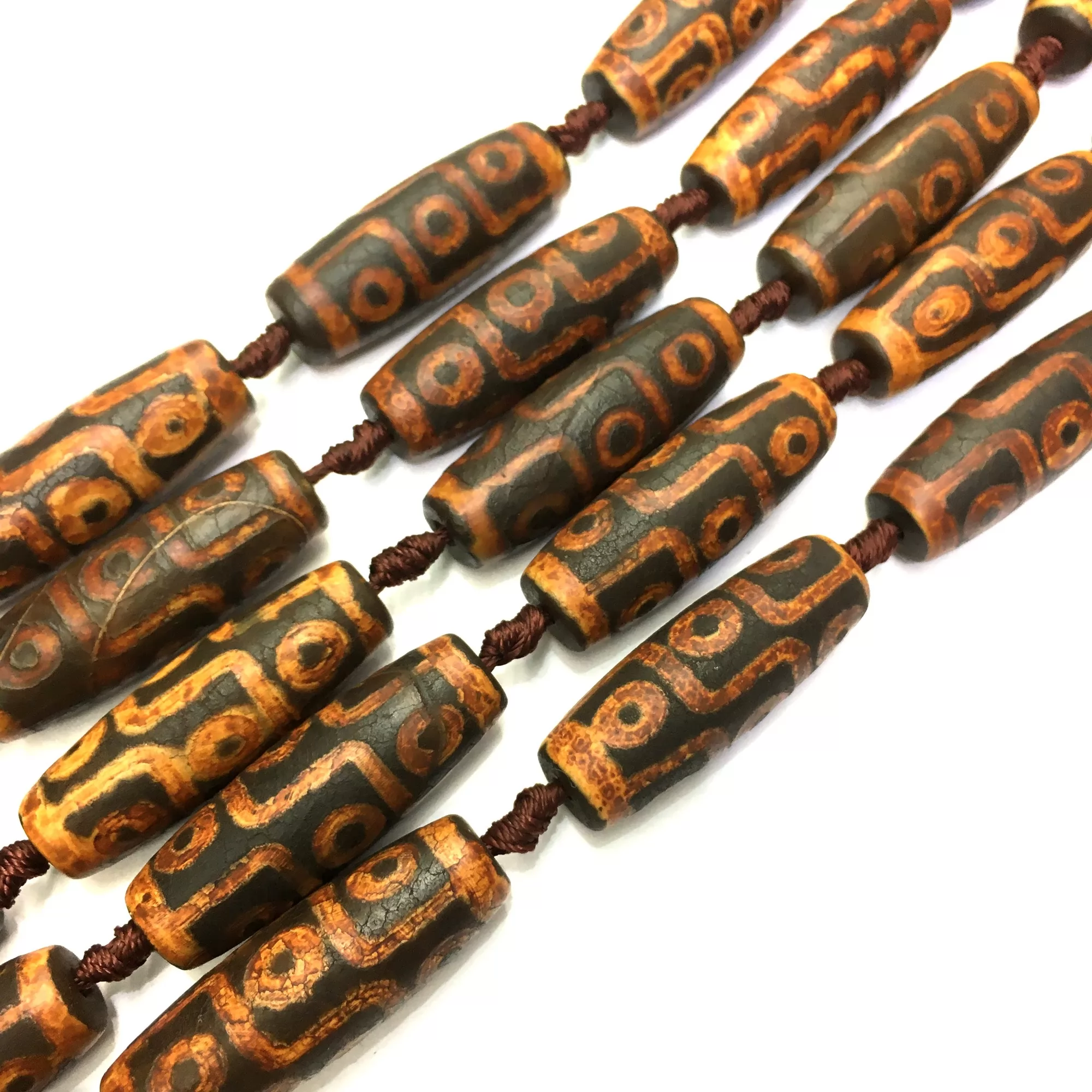 Antique Tibetan Dzi Agate, Barrel, Approx 10x30mm, 14x40mm, 8pcs, Approx 350mm/14"