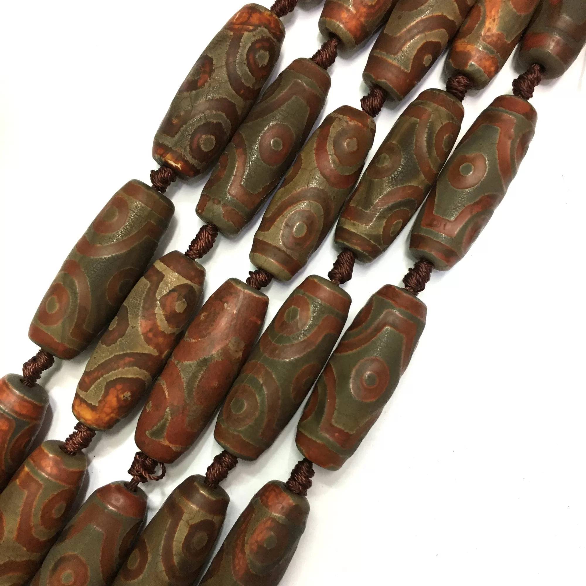 Antique Tibetan Dzi Agate, Barrel, Approx 14x40mm, 8pcs, Approx 350mm/14"