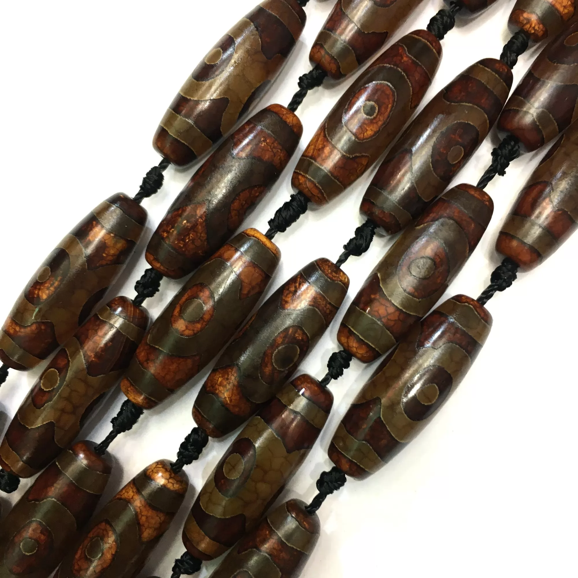 Antique Tibetan Dzi Agate, Barrel, Approx 10x30mm,10pcs, Approx 350mm/14"