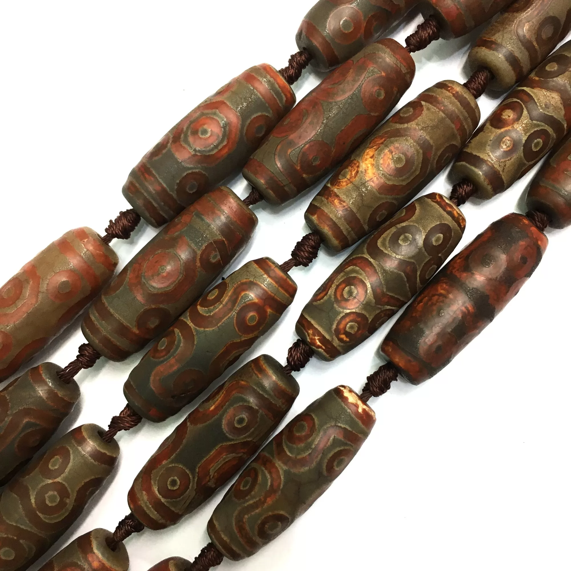 Antique Tibetan Dzi Agate, Barrel, Approx 14x40mm, 8pcs, Approx 350mm/14"