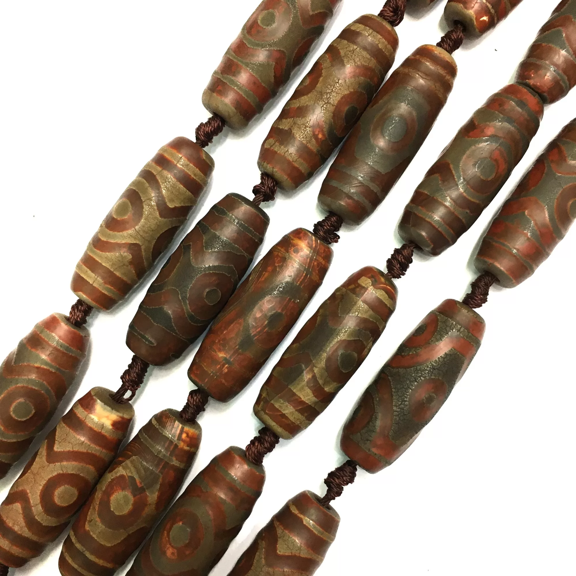 Antique Tibetan Dzi Agate, Barrel, Approx 14x40mm, 8pcs, Approx 350mm/14"