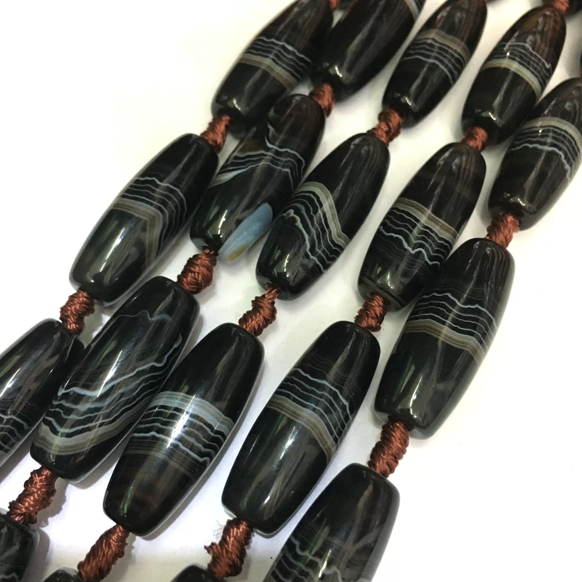 Tibetan Dzi Agate, Barrel, Approx 14x40mm,8pcs, Approx 350mm/14"