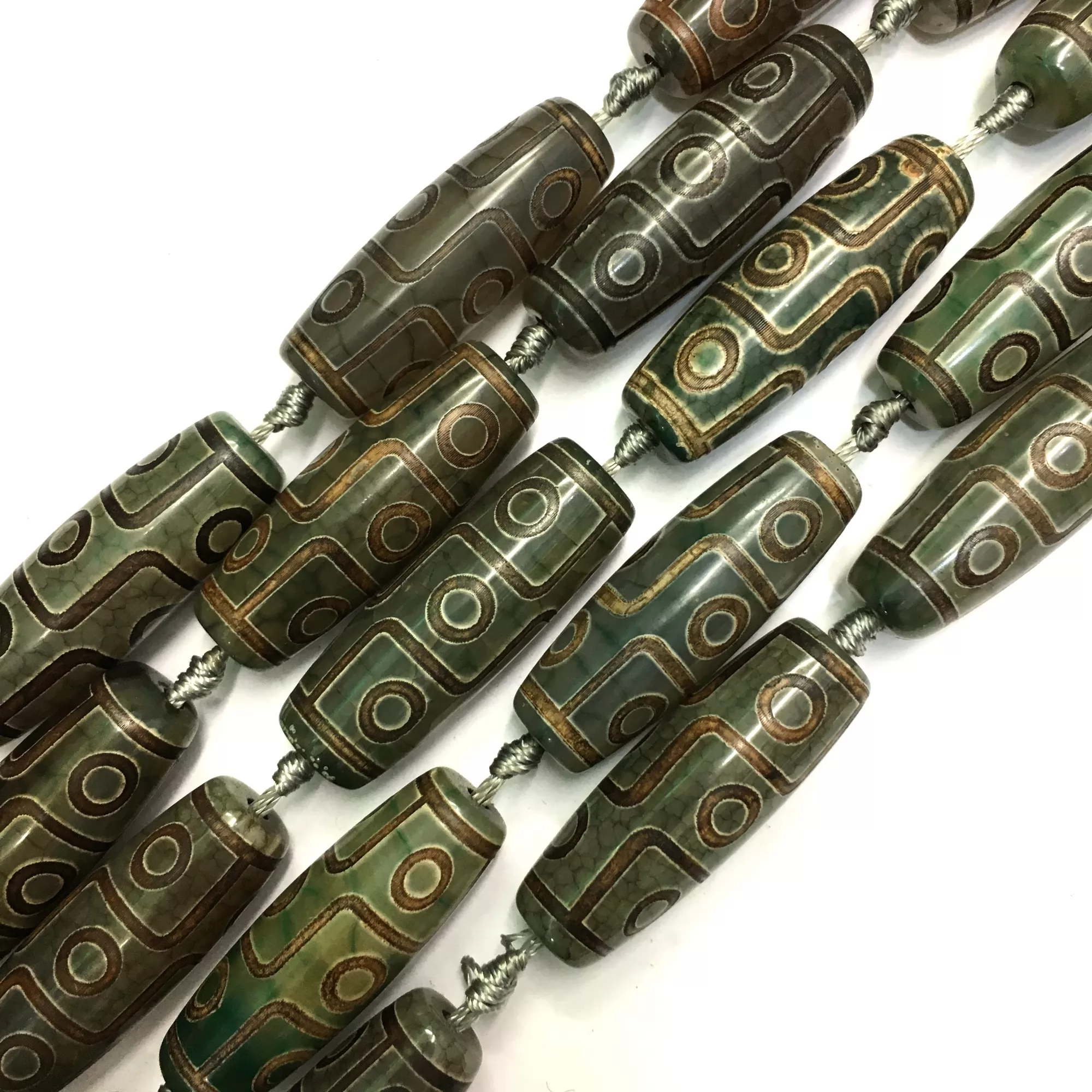 Tibetan Dzi Agate, Barrel, Approx 14x40mm,8pcs, Approx 350mm/14"