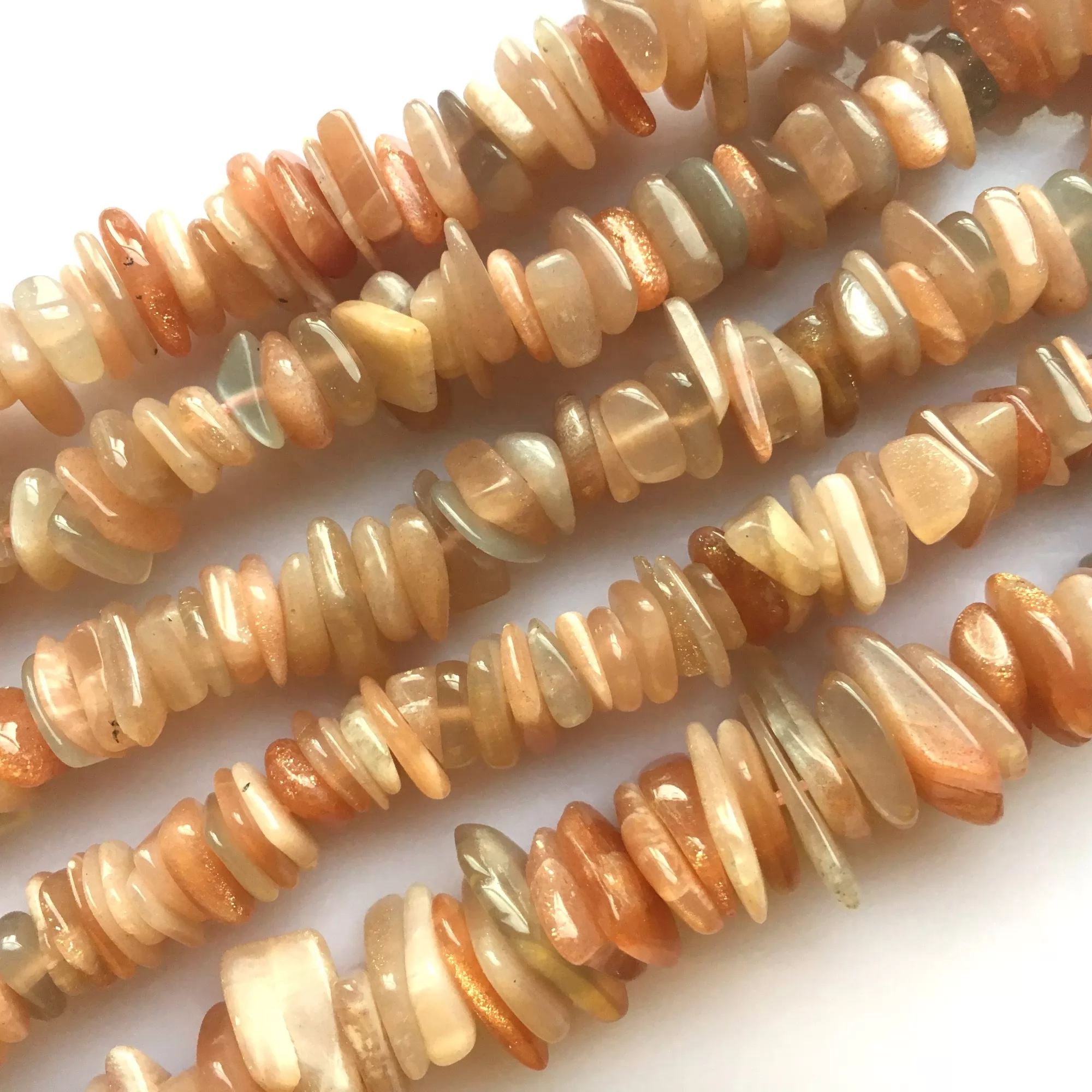 Peach Moonstone, Chunky Chips, Approx 8-15mm, Approx 380mm