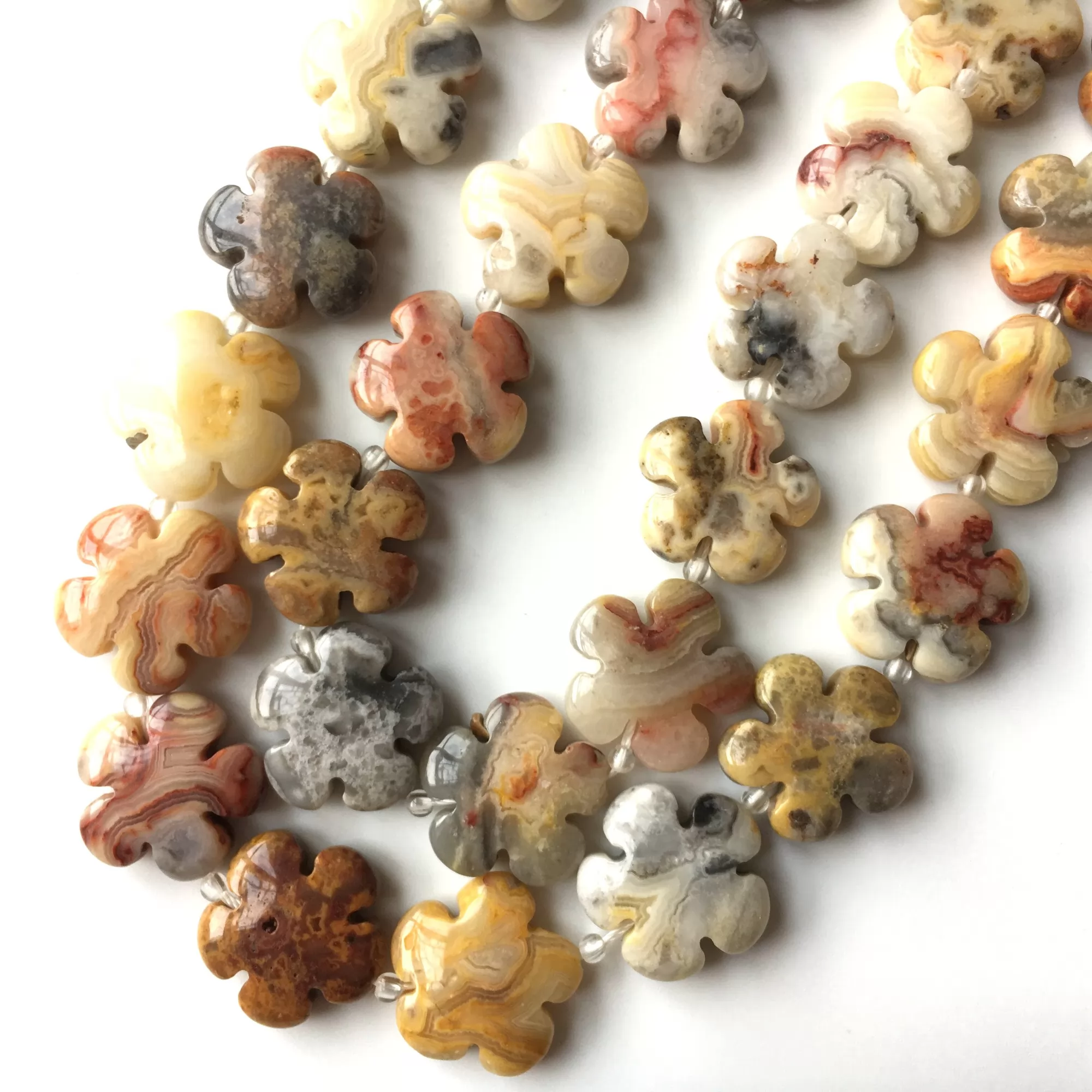 Crazy Lace Agate, Flower, 15mm 20mm, Approx 380mm
