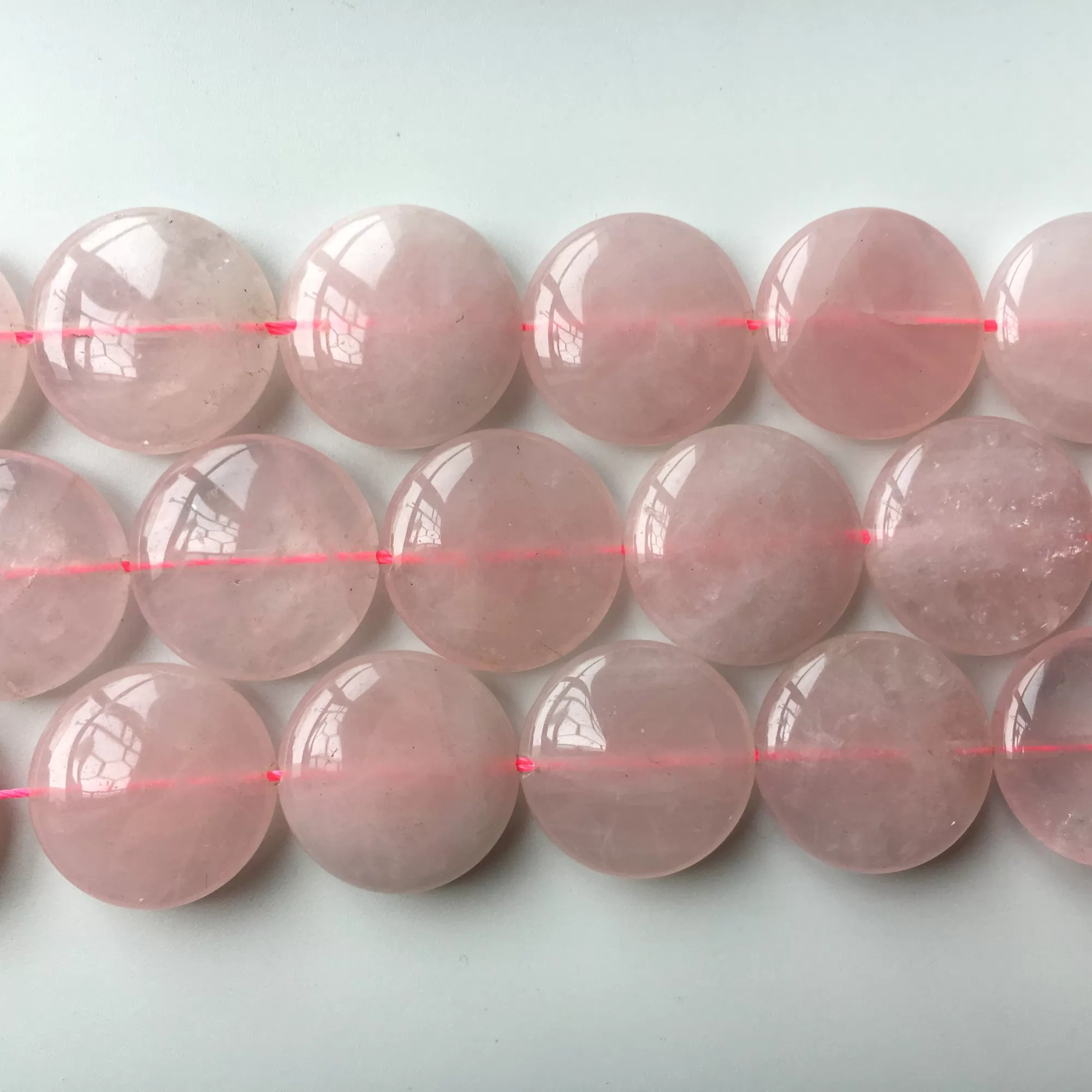 Rose Quartz, Coin 20mm, Approx 380mm