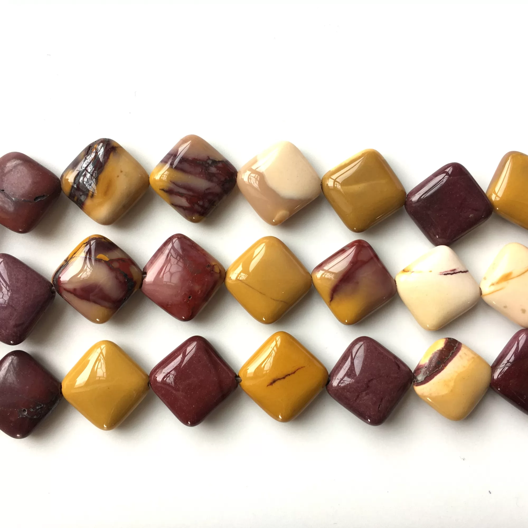 Mookaite, Rhombus Square, 15mm, Approx 380mm