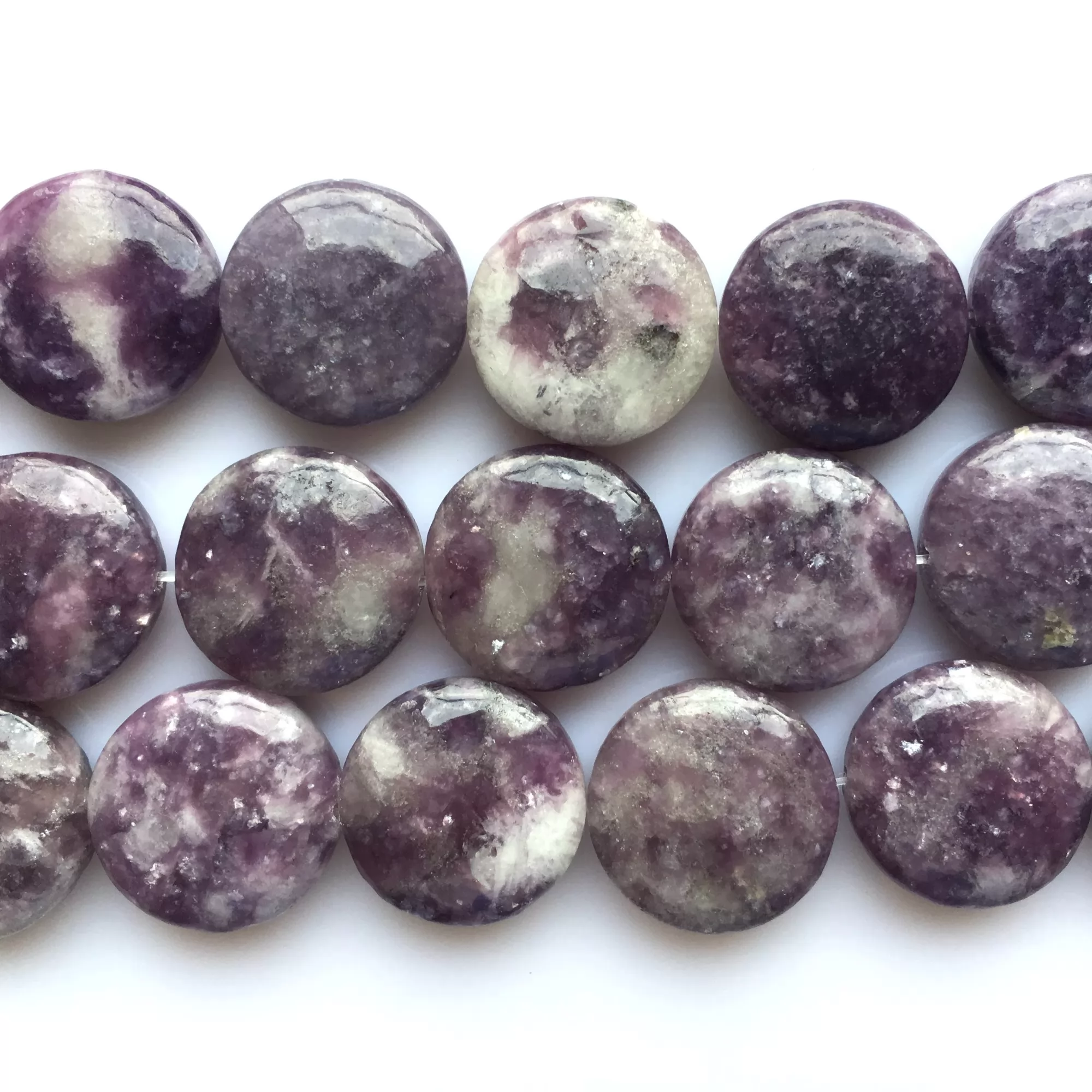 Lepidolite, Coin 20mm, Approx 380mm