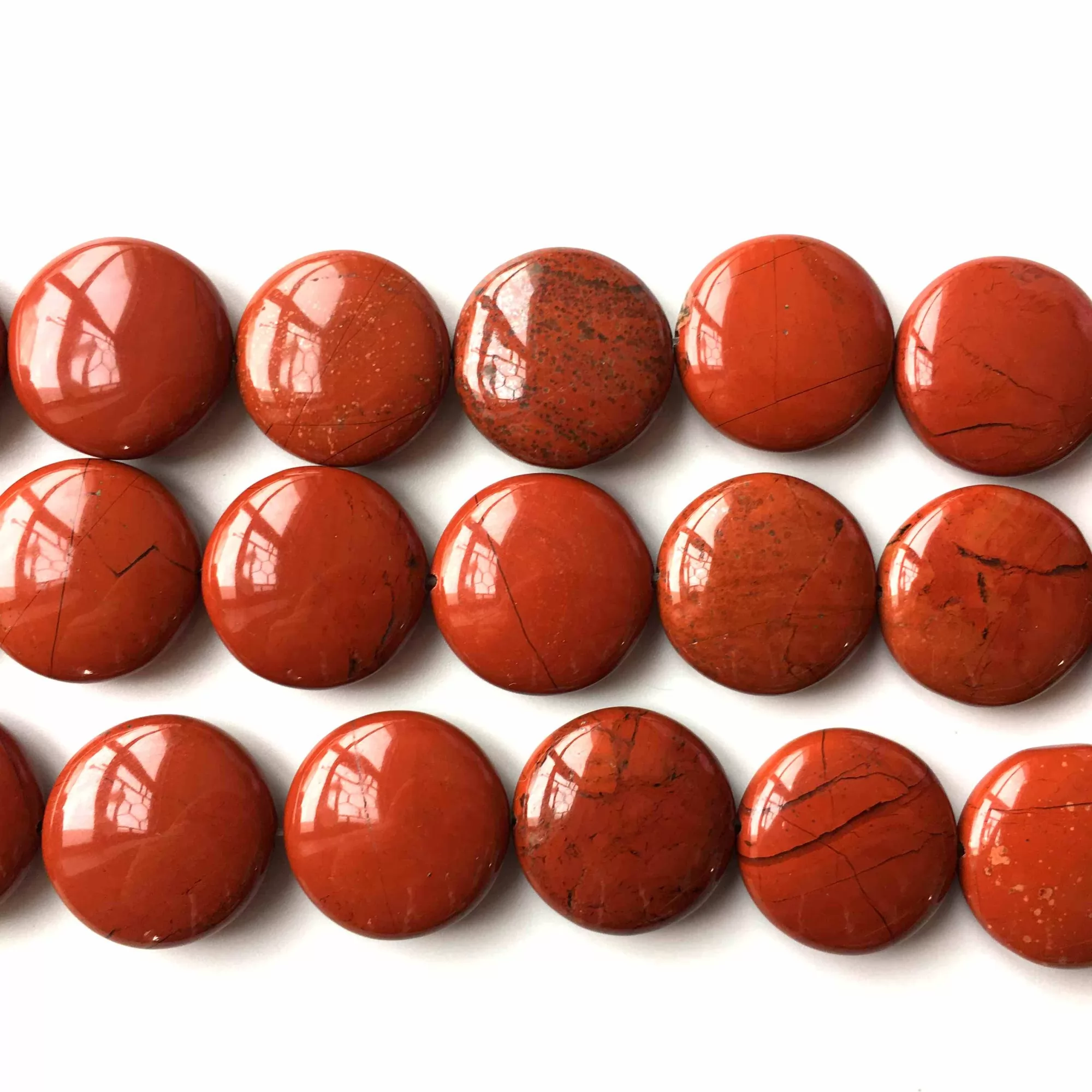 Red Jasper, Coin 20mm, Approx 380mm